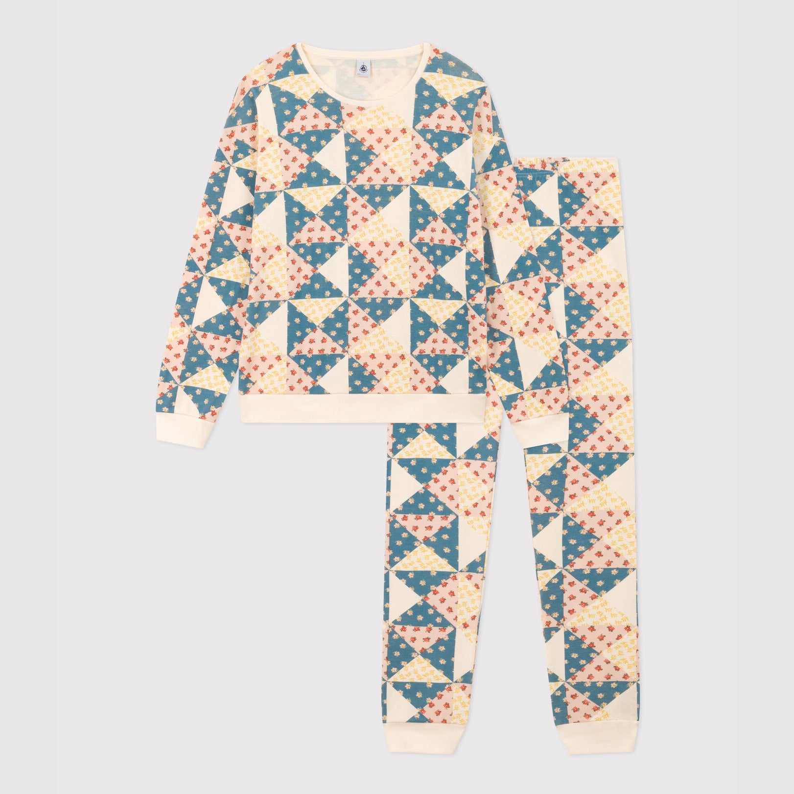 Girls Blue Floral Cotton Nightwear Set