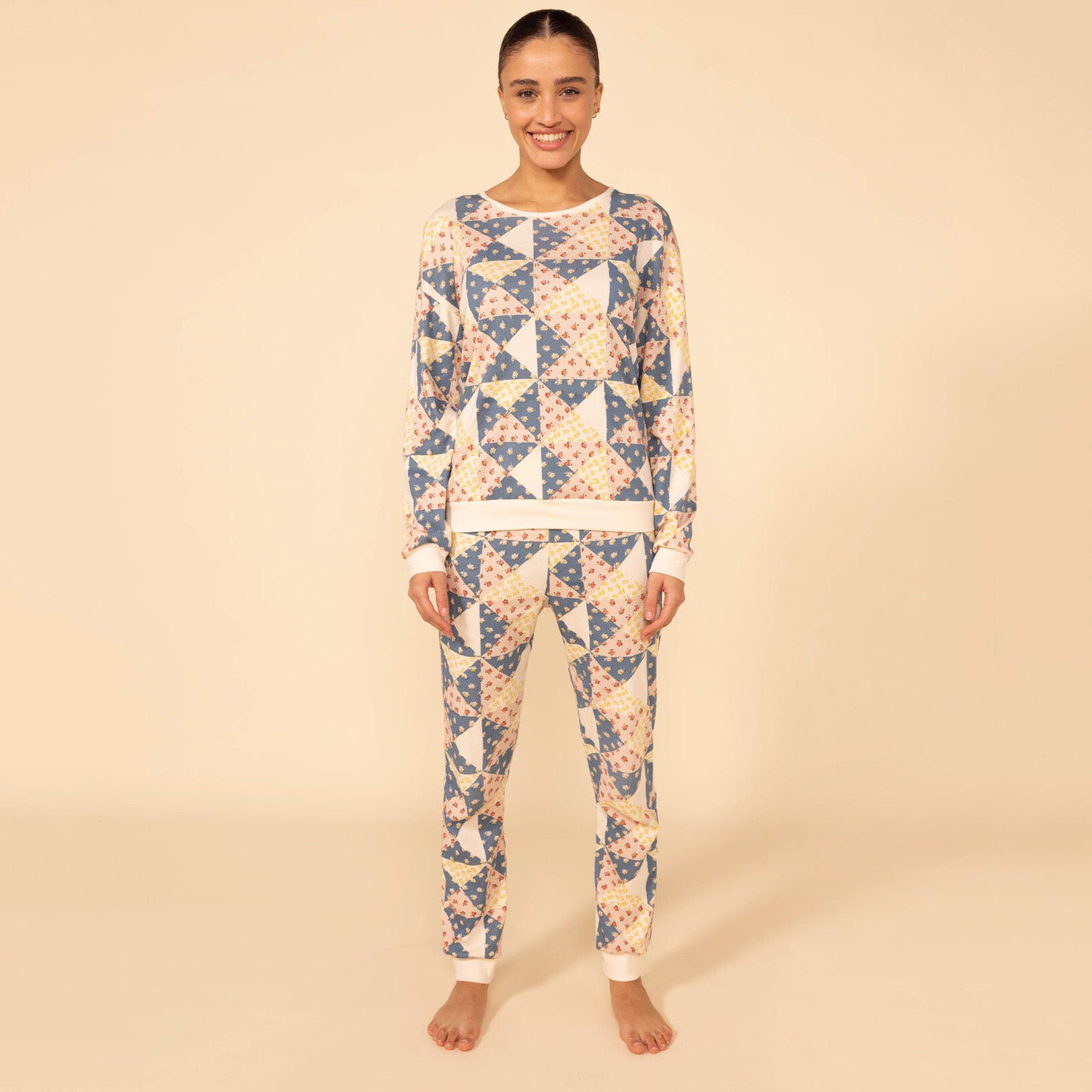Girls Blue Floral Cotton Nightwear Set