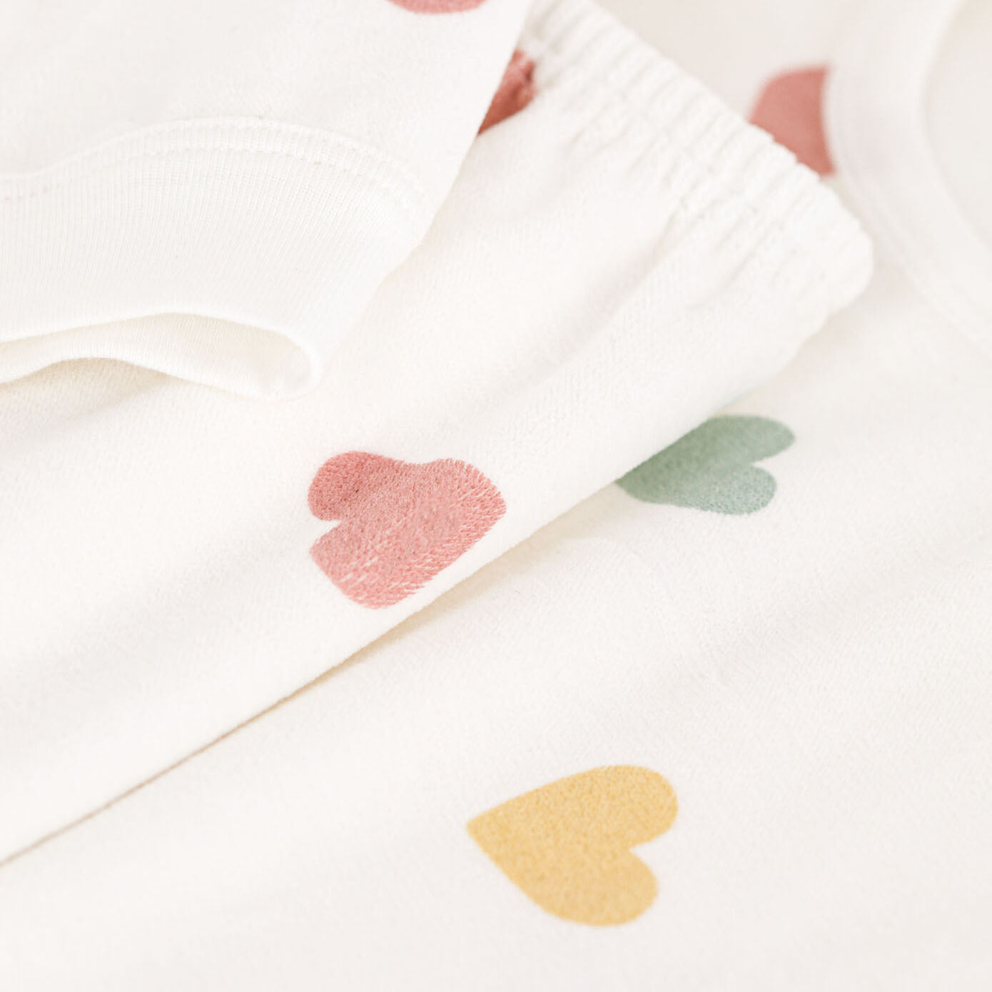 Girls White Heart Cotton Nightwear Set