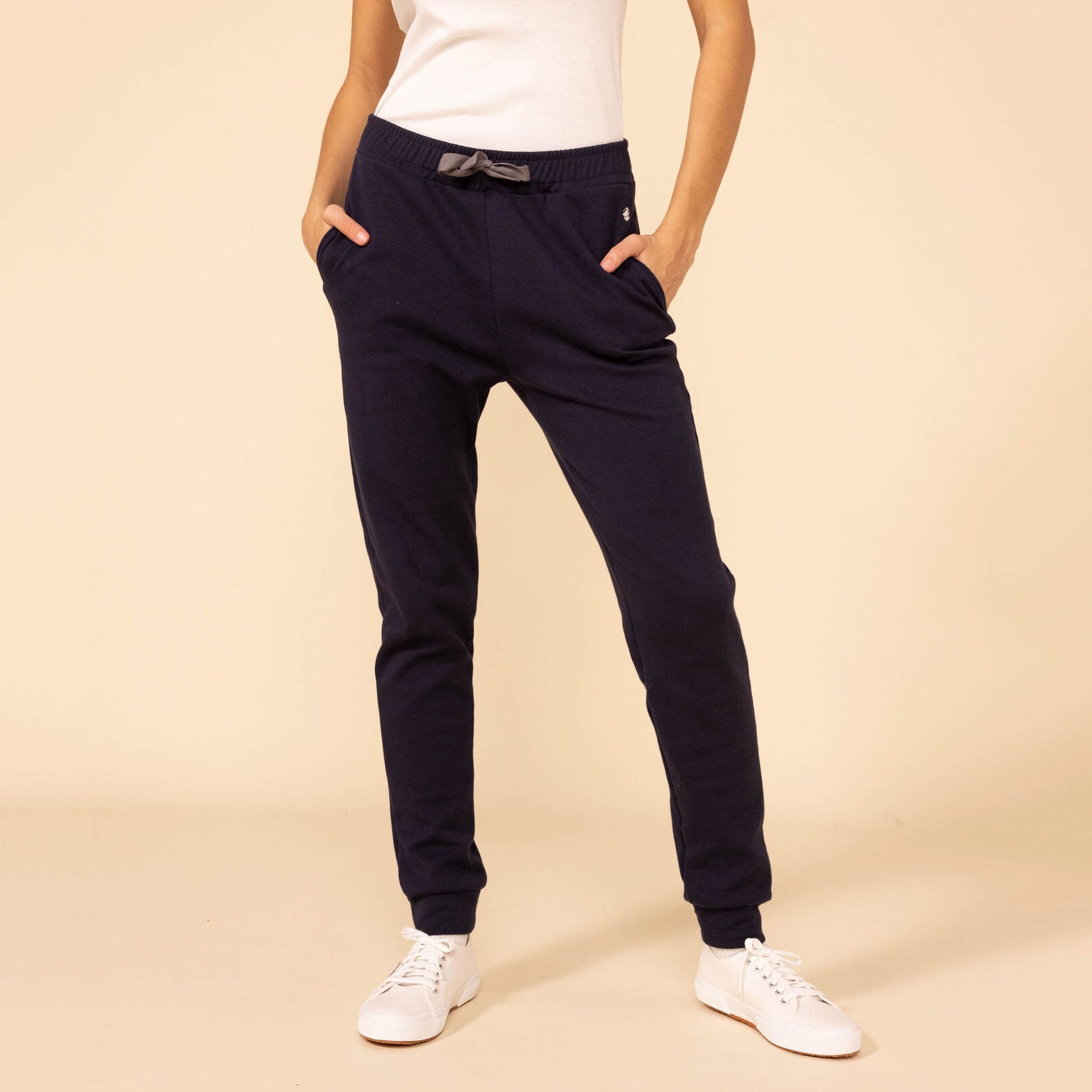 Girls Navy Cotton Trousers
