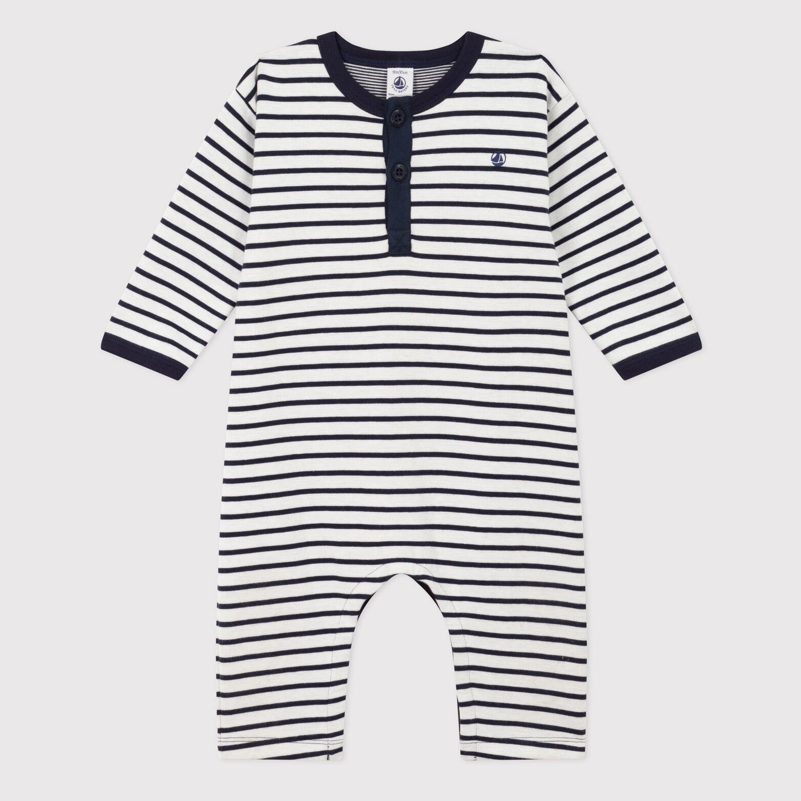 Baby Boys Blue Stripes Cotton Babysuit