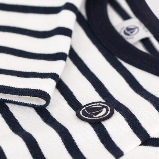 Baby Boys Navy Blue Stripe Cotton T-Shirt