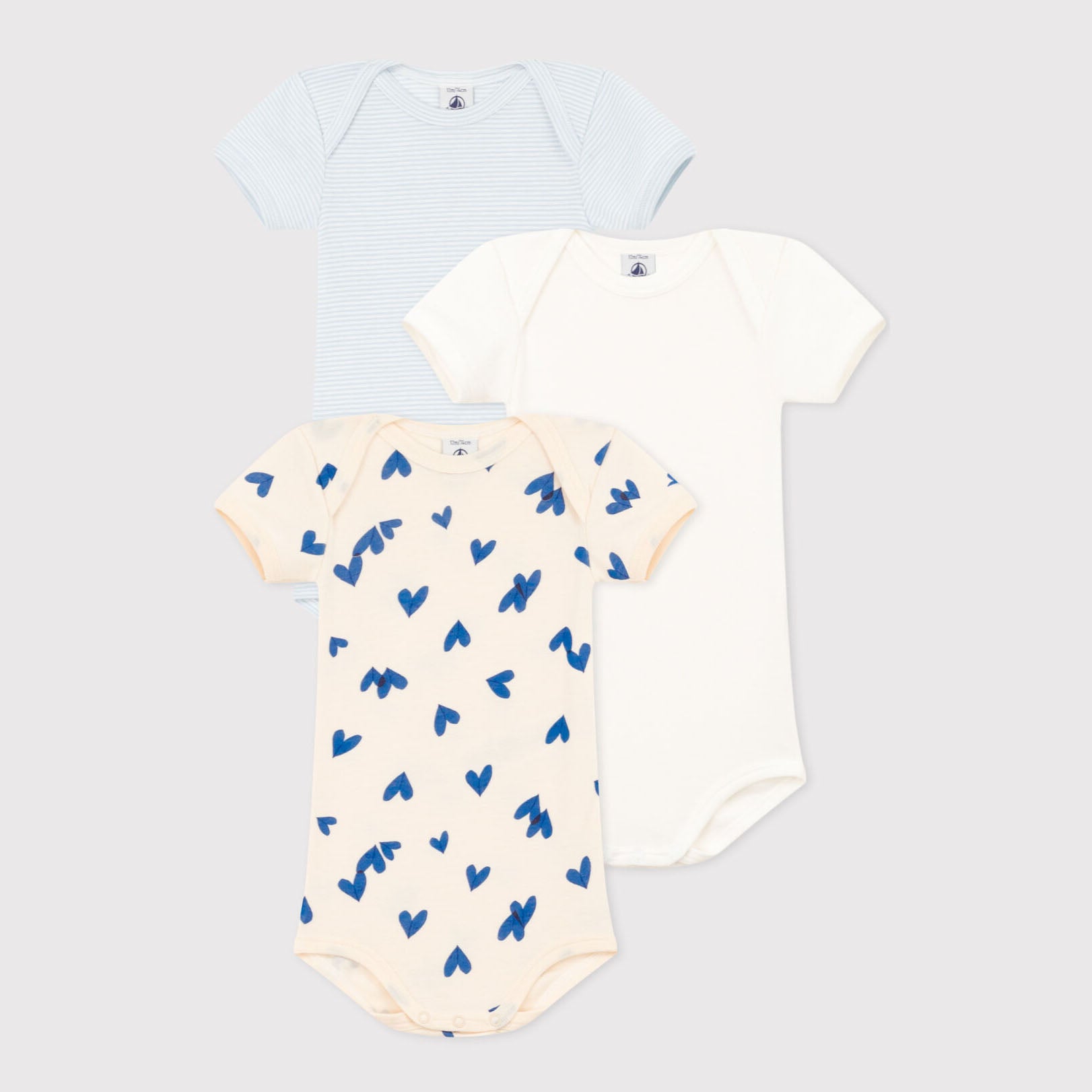 Baby Boys & Girls White Cotton Babysuit Set(3 Pack)