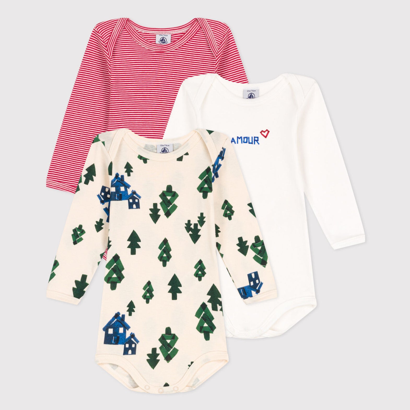 Baby Boys & Girls White Printed Cotton Babysuit Set(3 Pack)