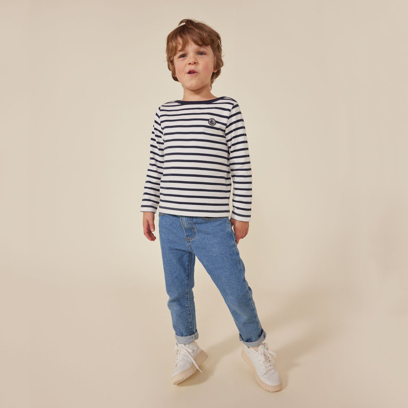 Boys Blue And White Striped Cotton Shirt