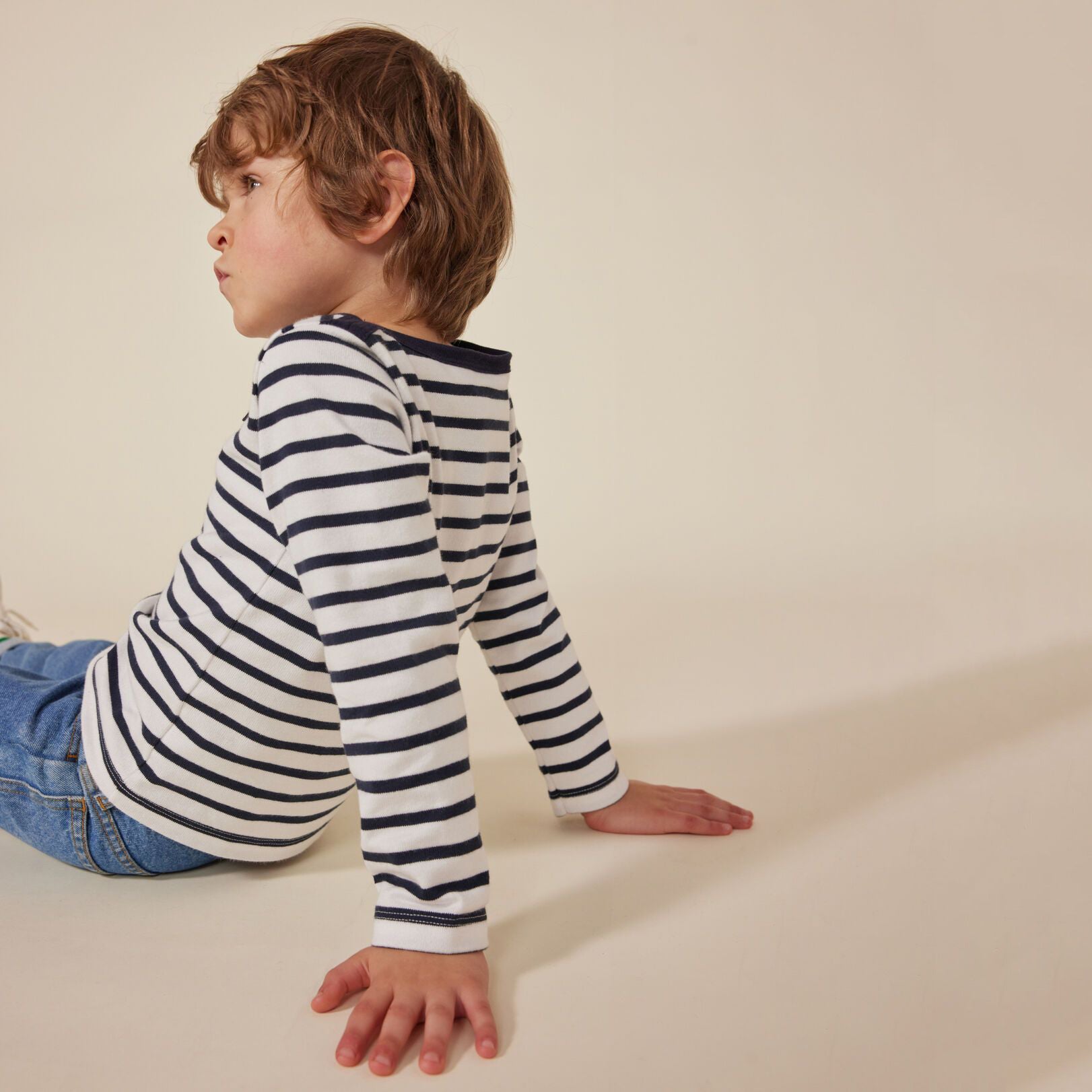 Boys Blue And White Striped Cotton Shirt