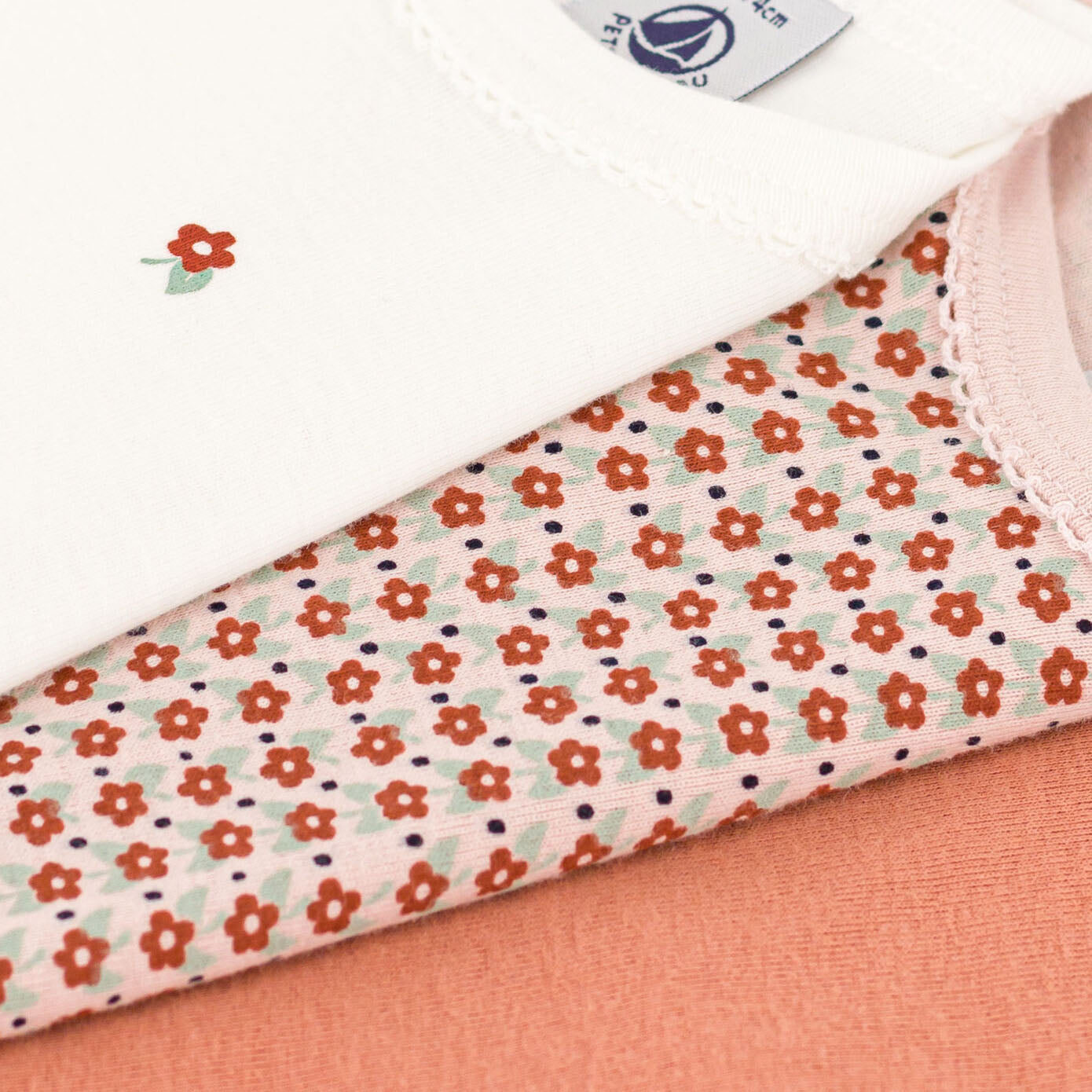 Baby Girls Pink Floral Cotton Babysuit Set (3 Pack)