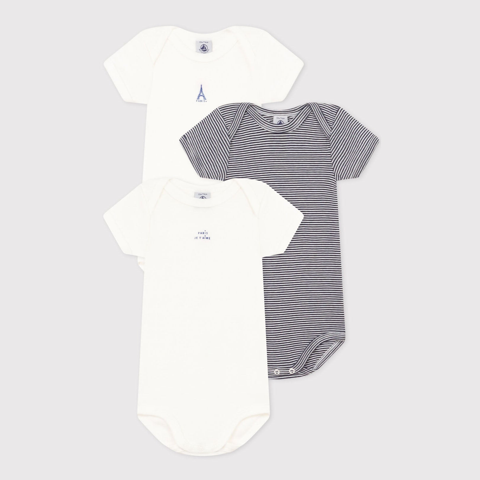 Baby Boys & Girls White Cotton Babysuit Set(3 Pack)