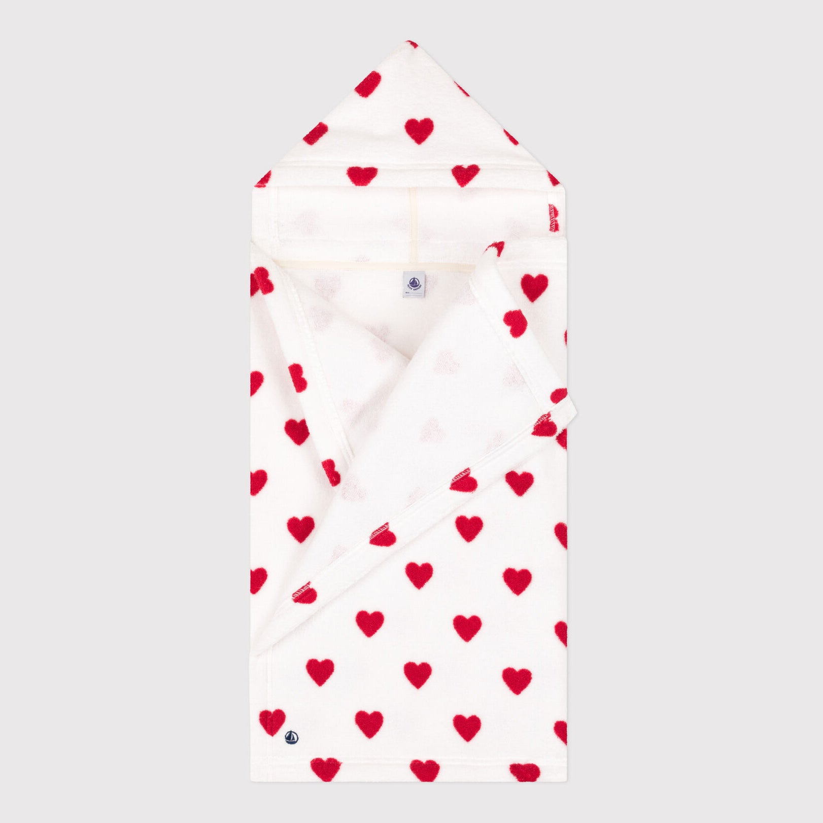Baby Boys & Girls White Heart Cotton Bath Towel