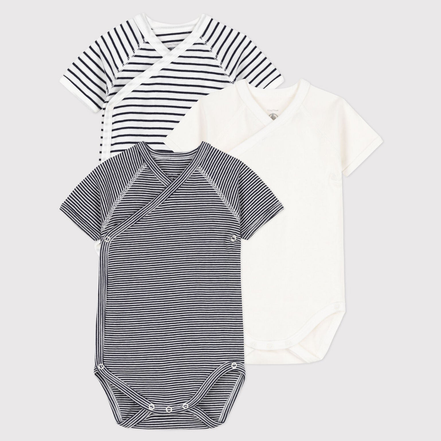 Baby Boys & Girls Black Stripes Cotton Babysuit Set(3 Pack)