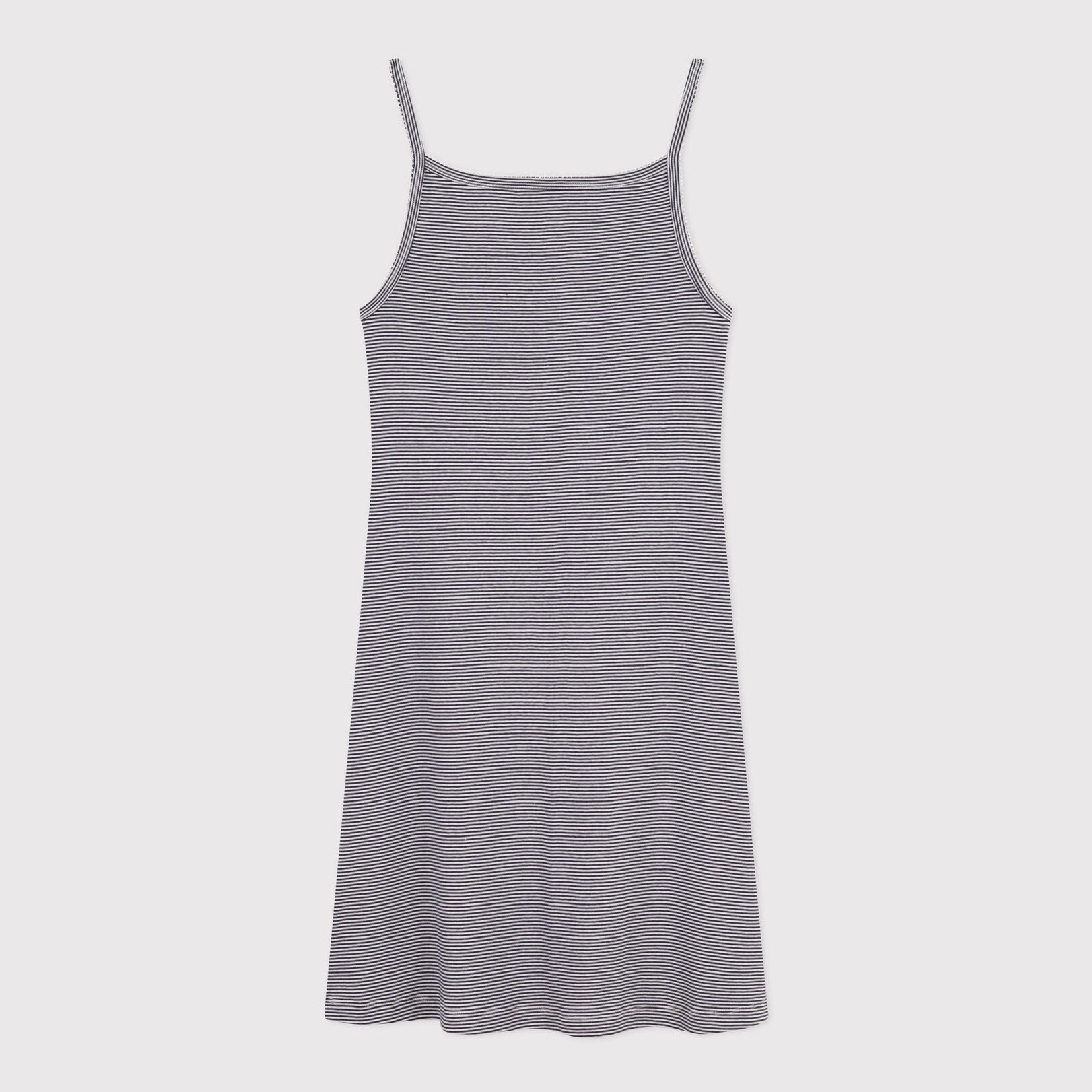 Women Blue Stripes Cotton Nightwear Dress