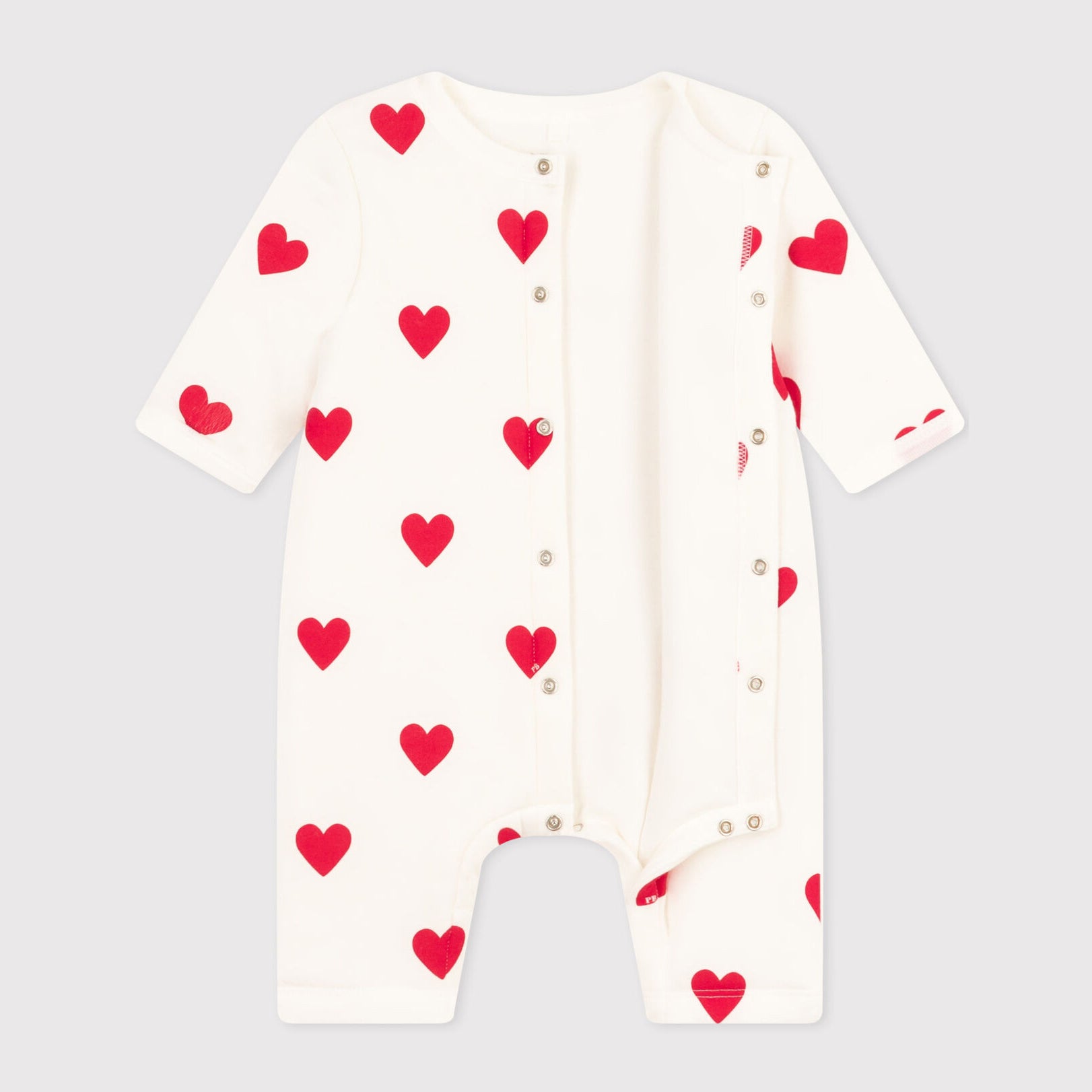 Baby Boys & Girls White Heart Cotton Babysuit