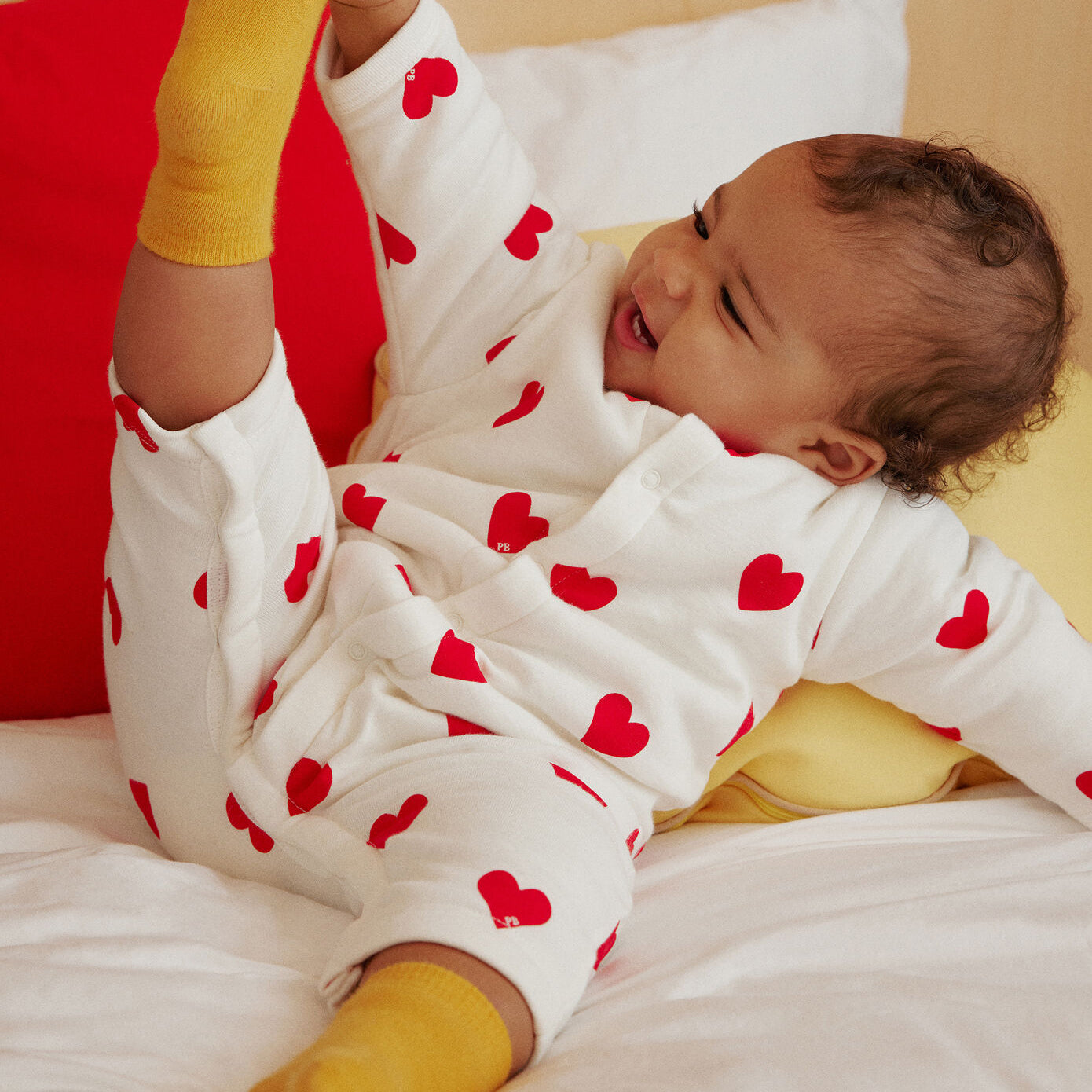 Baby Boys & Girls White Heart Cotton Babysuit