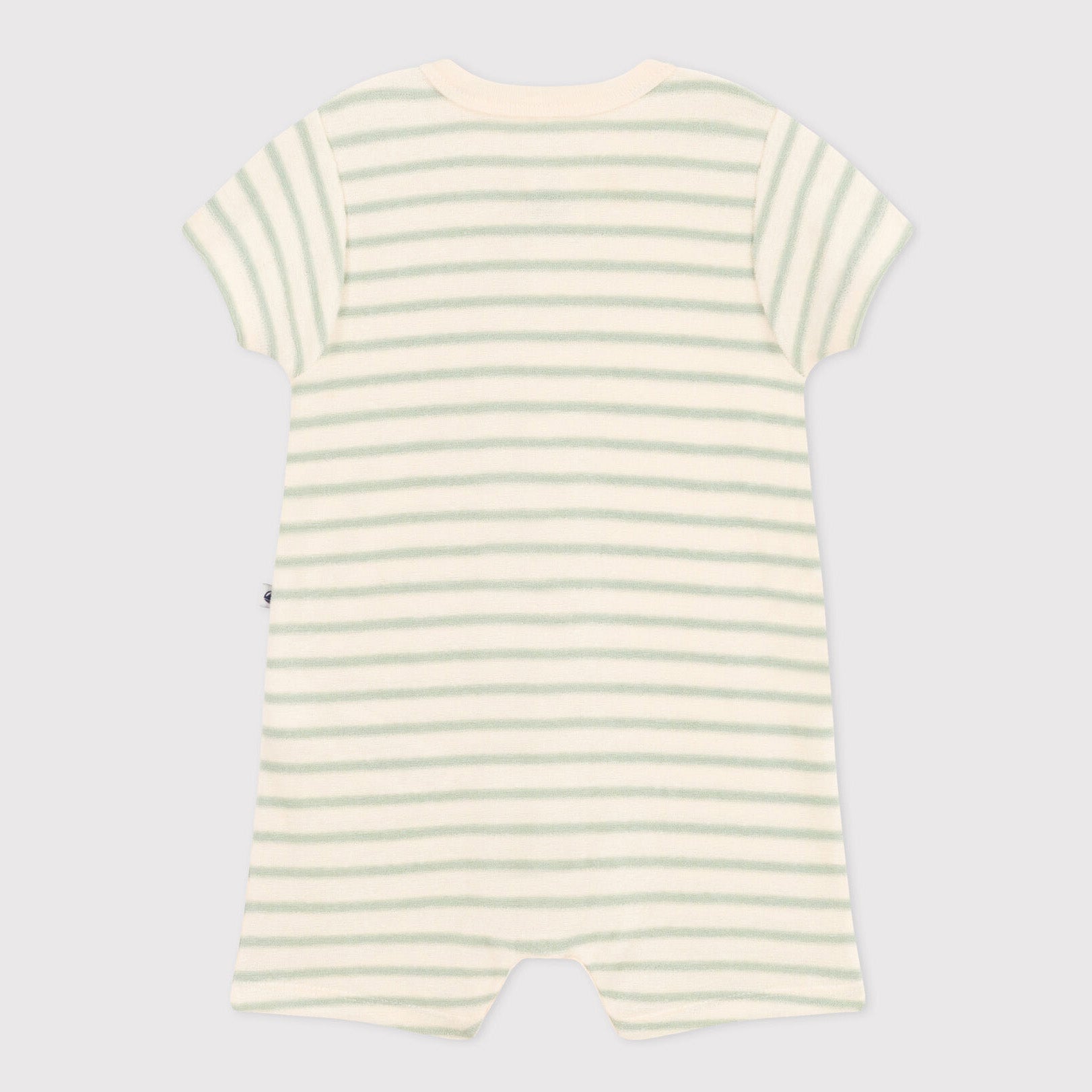 Baby Boys & Girls Green Stripes Cotton Babysuit