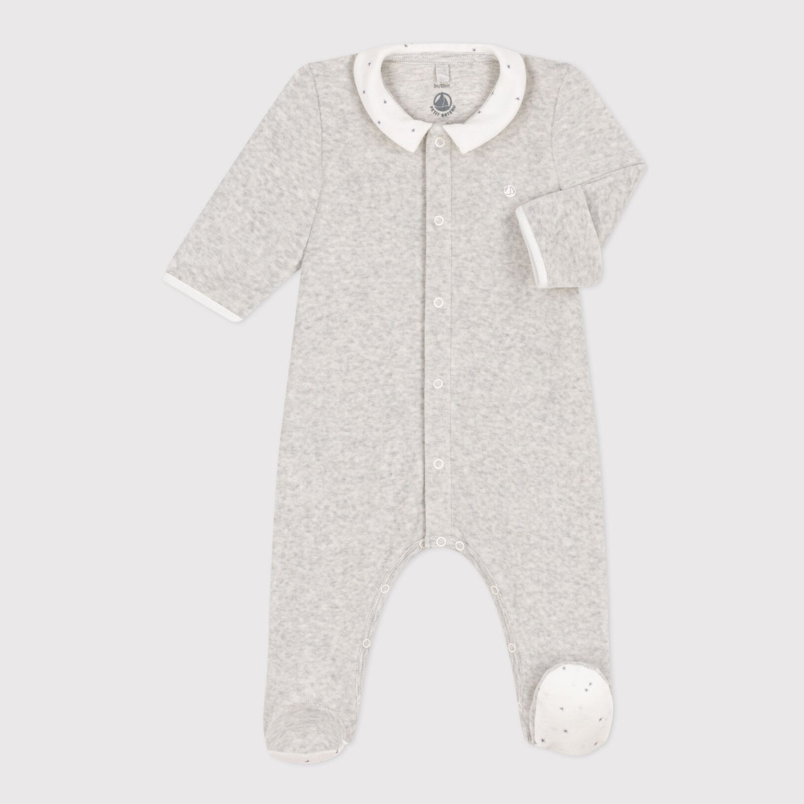 Baby Boys & Girls Grey Cotton Babysuit