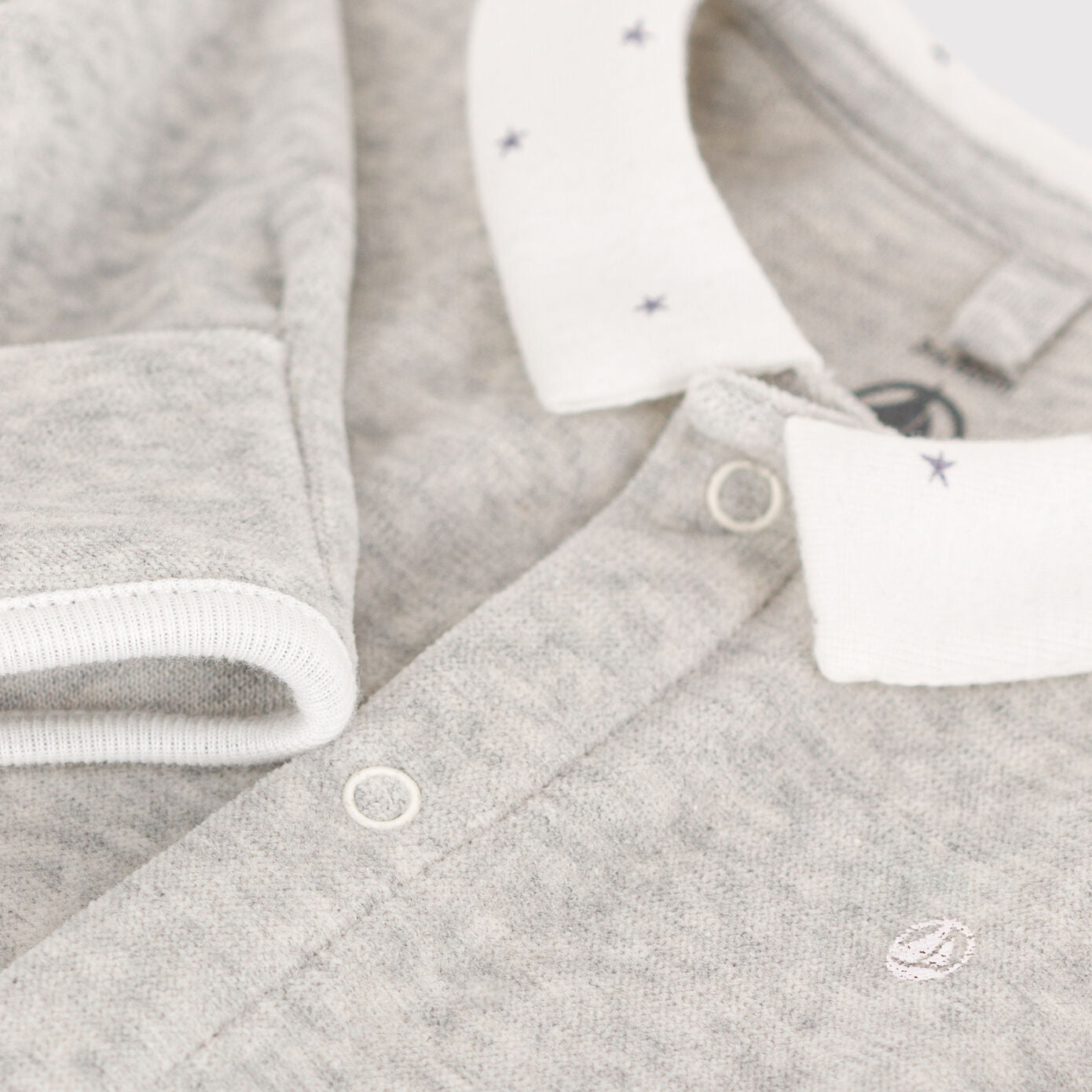 Baby Boys & Girls Grey Cotton Babysuit
