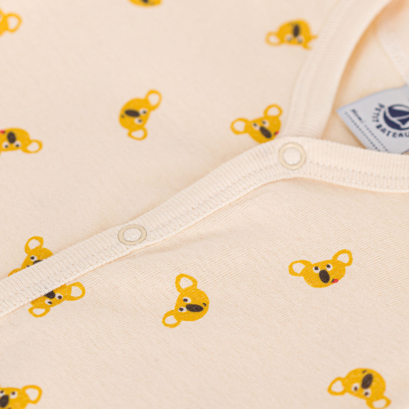 Baby Boys & Girls Beige Printed Cotton Babysuit