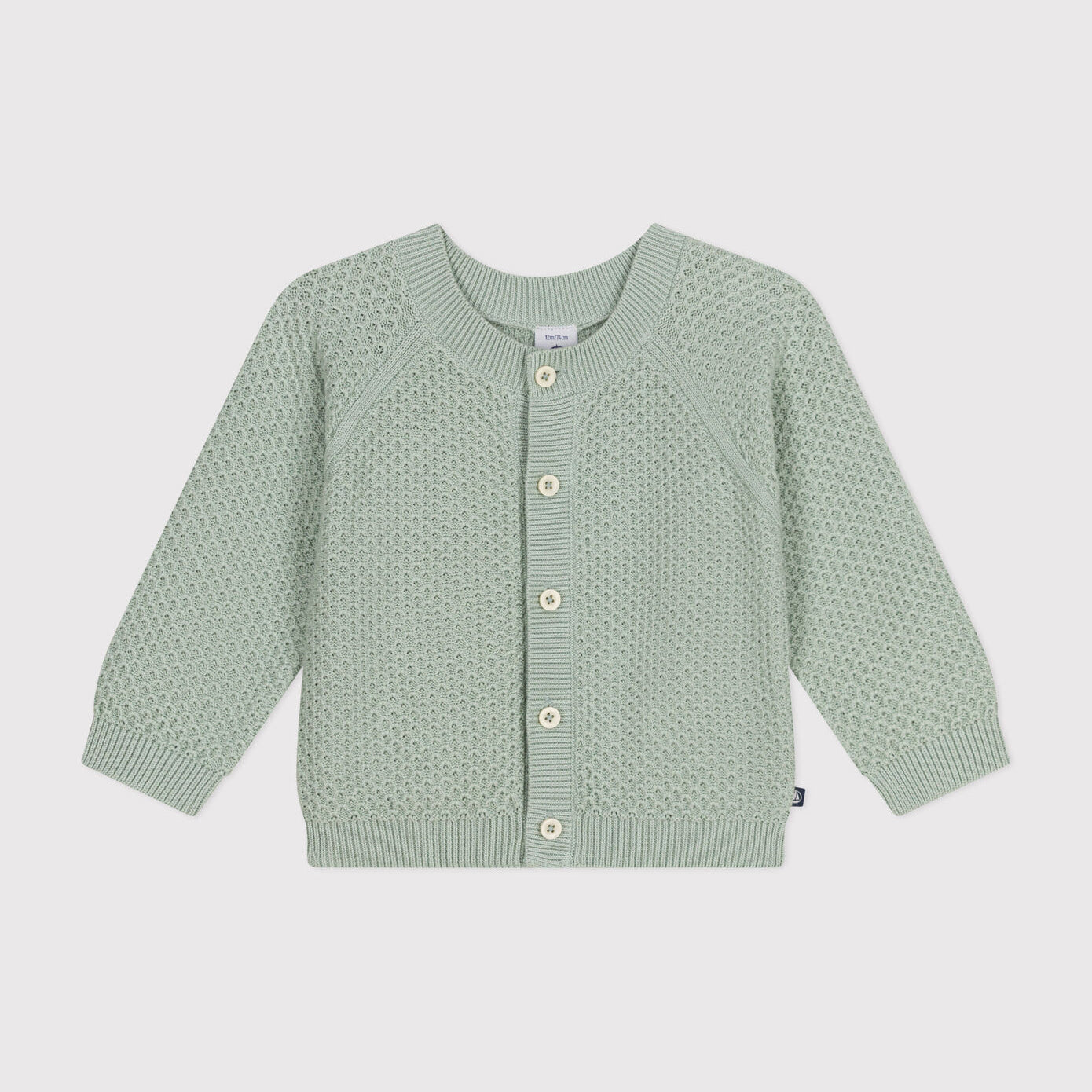 Baby Boys & Girls Green Cotton Cardigan