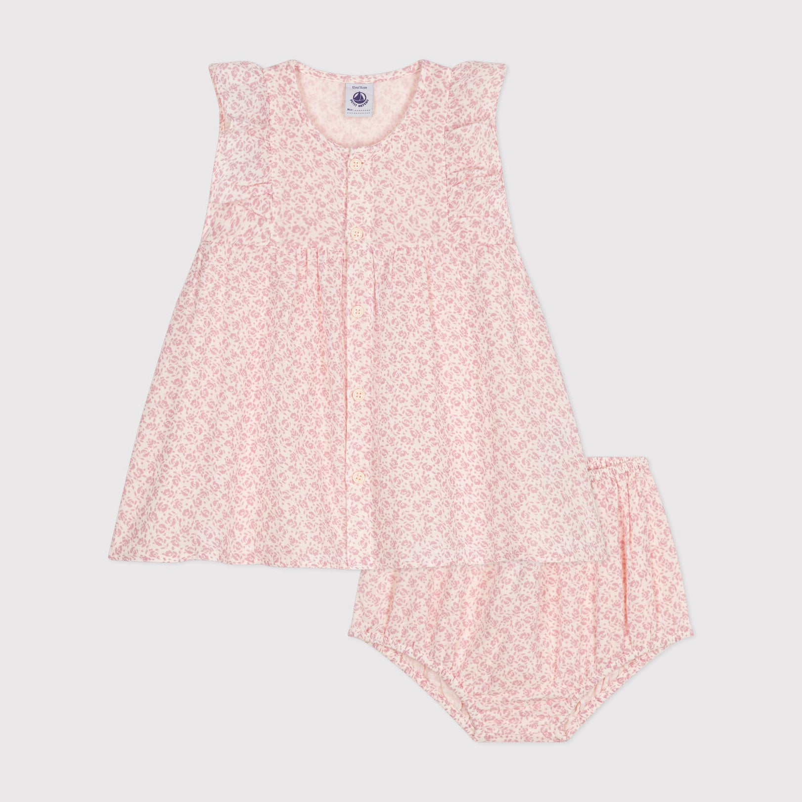 Baby Girls Pink Floral Cotton Dress Set
