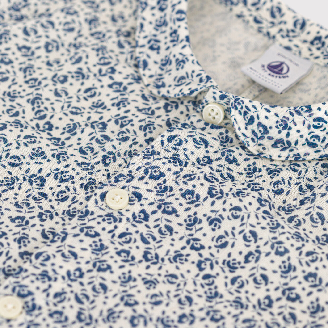 Baby Girls Blue Floral Cotton Babysuit
