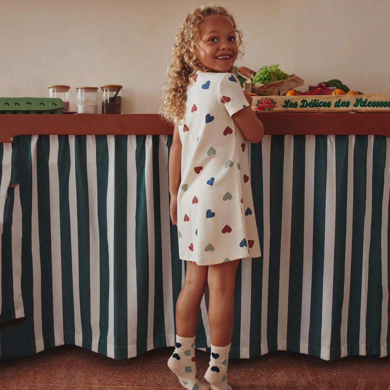 Girls Ivory Heart Cotton Nightwear Dress