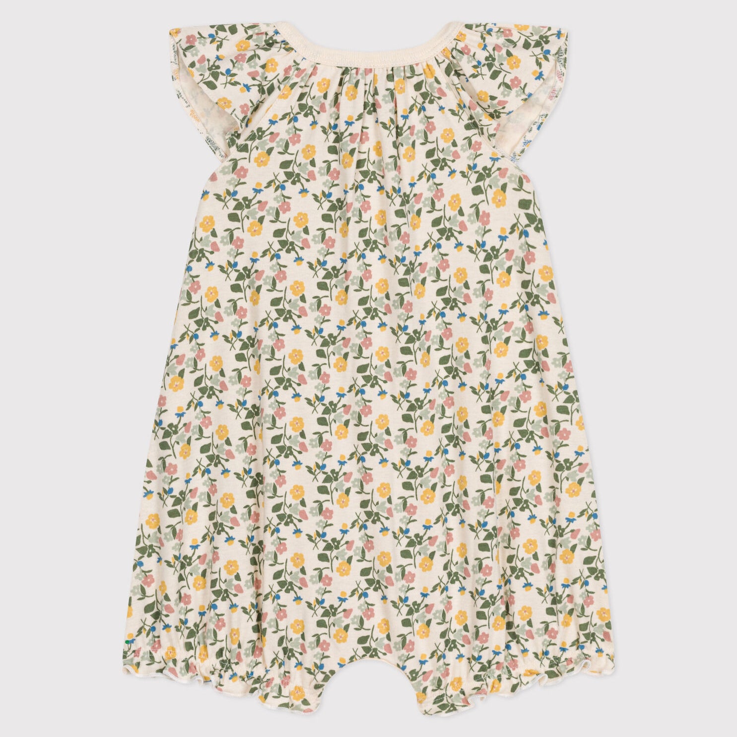 Baby Girls Green Floral Cotton Babysuit