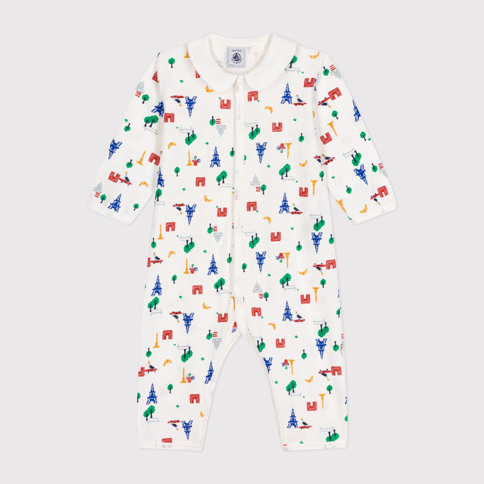 Baby Boys & Girls White Printed Cotton Babysuit