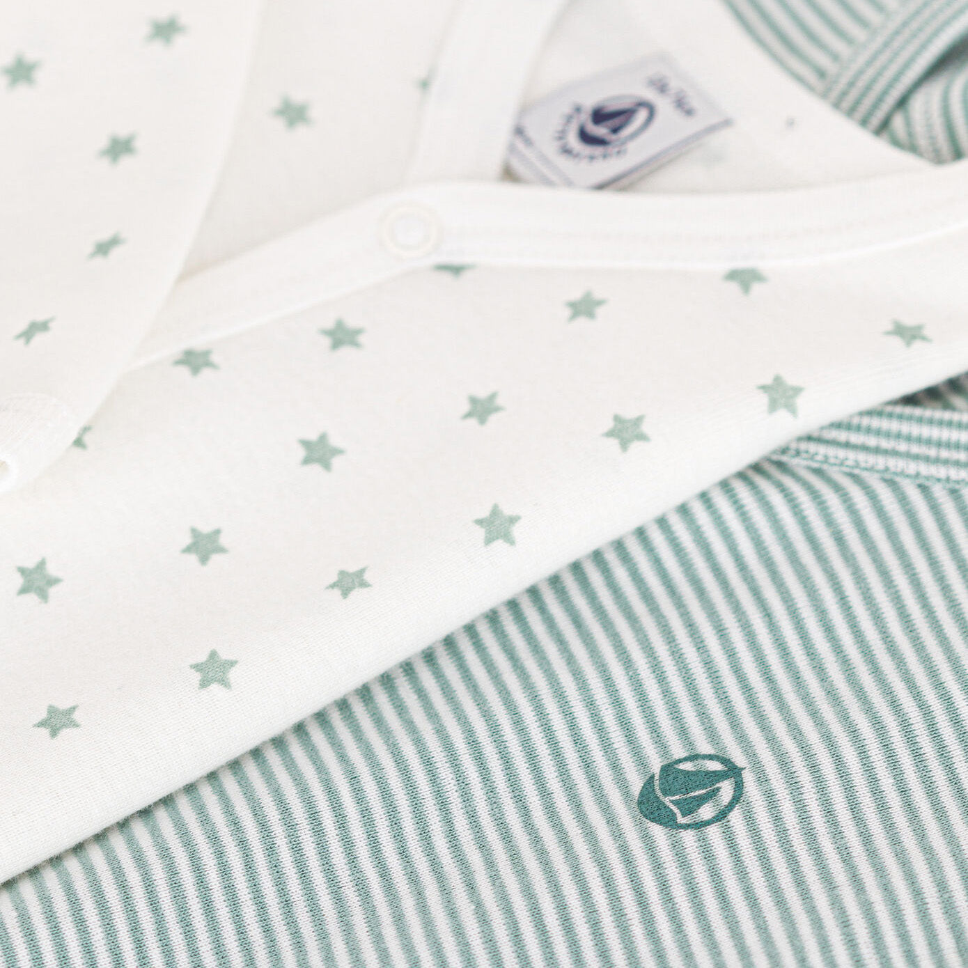 Baby Boys & Girls Green Stripes Cotton Babysuit Set(2 Pack)