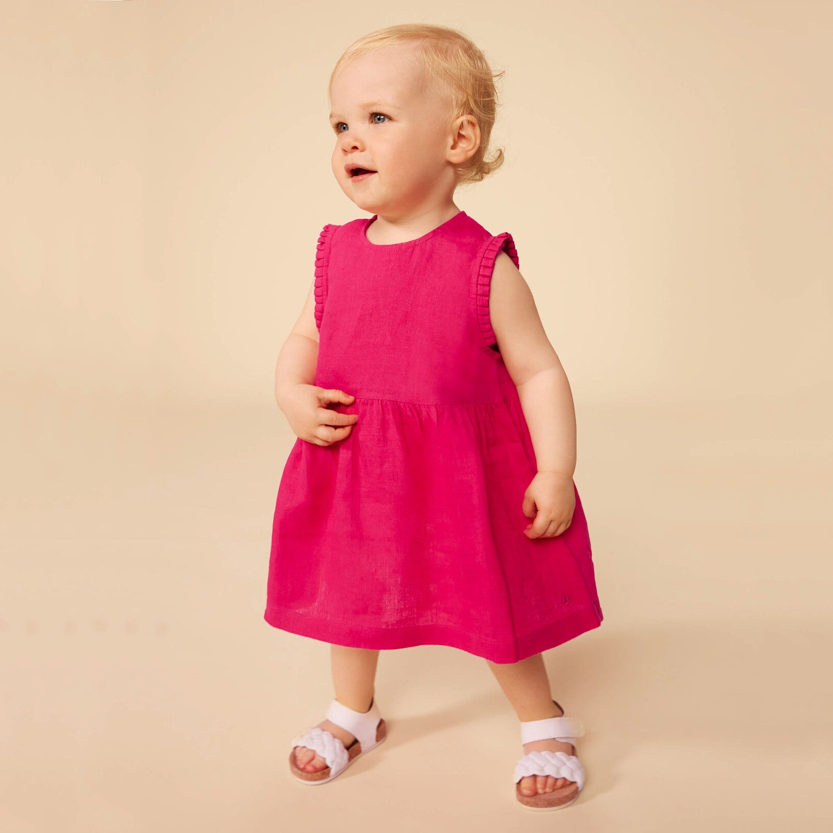 Baby Girls Fuchsia Linen Dress