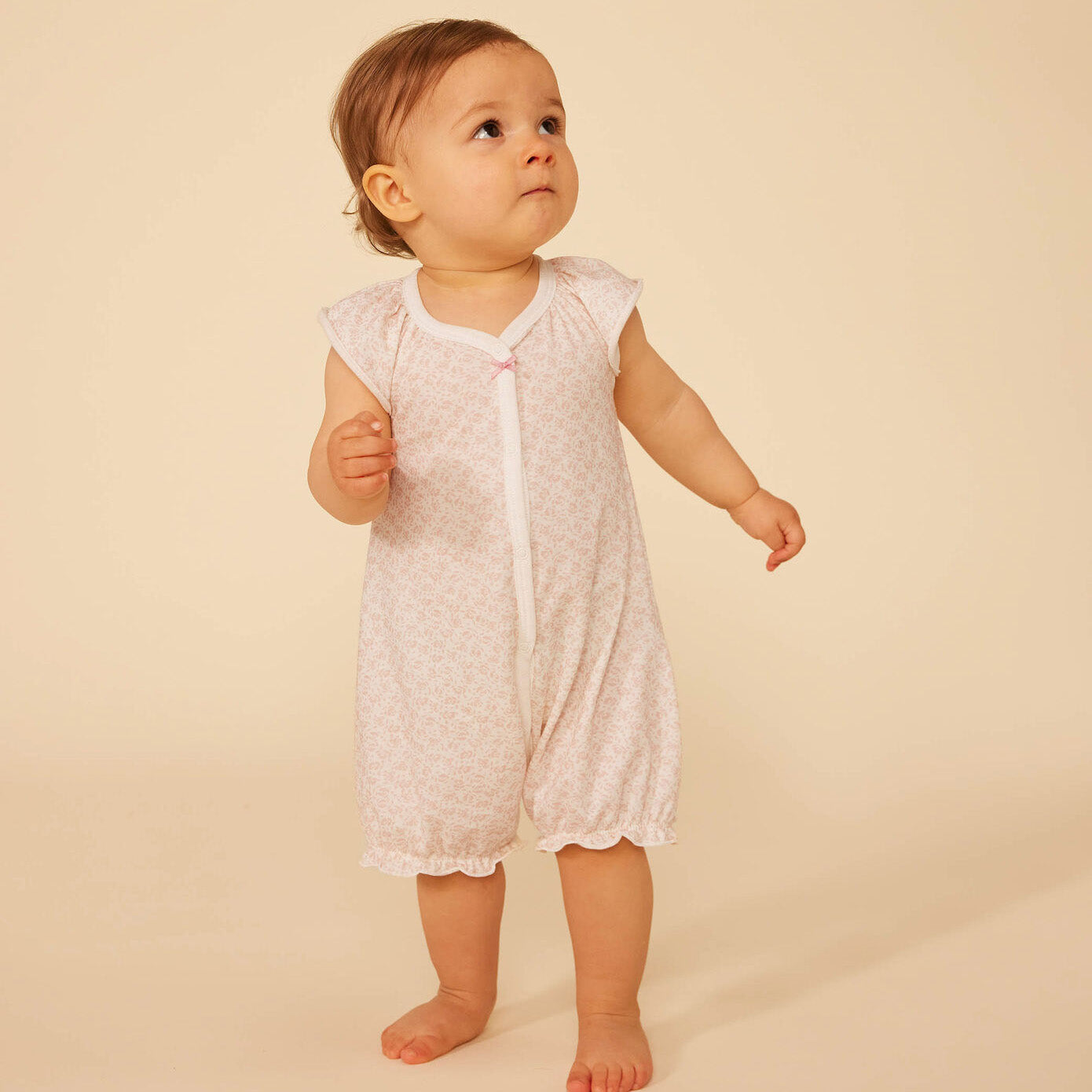 Baby Girls Pink Floral Cotton Babysuit