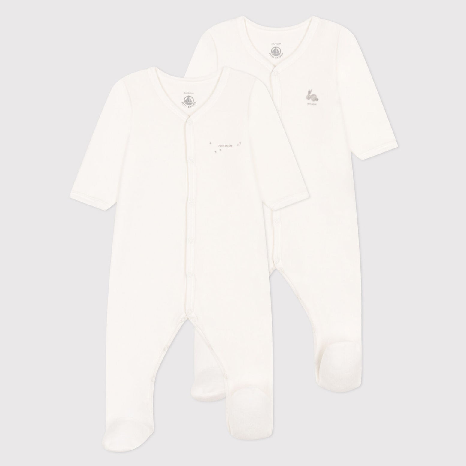 Baby Boys & Girls White Cotton Babysuit Set(2 Pack)