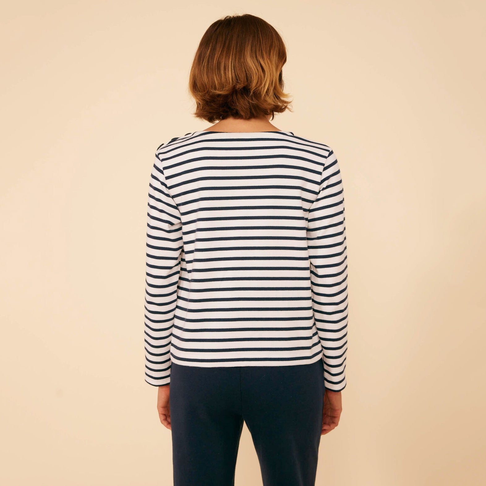 Women Navy Stripes Cotton Sweater