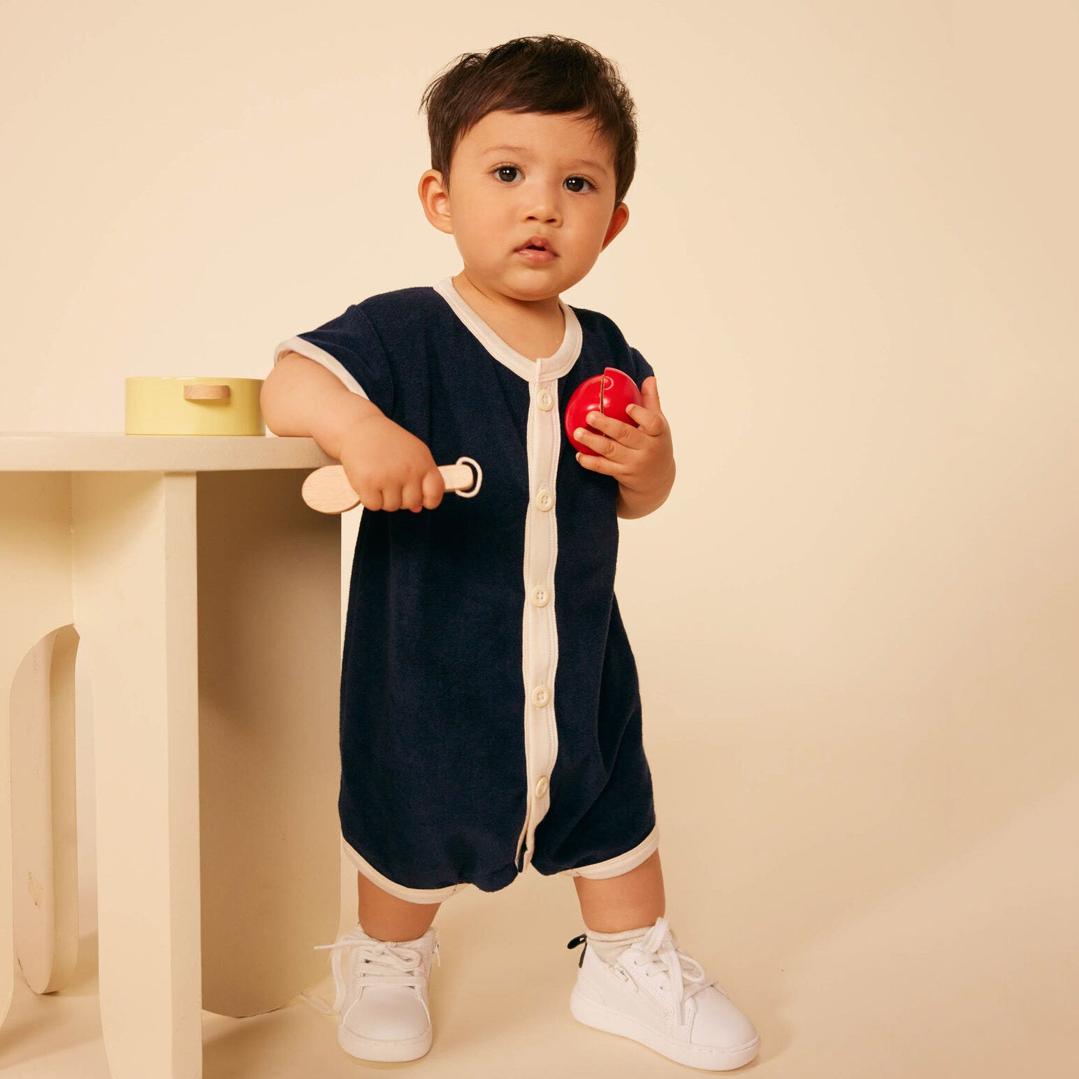 Baby Boys & Girls Navy Cotton Babysuit