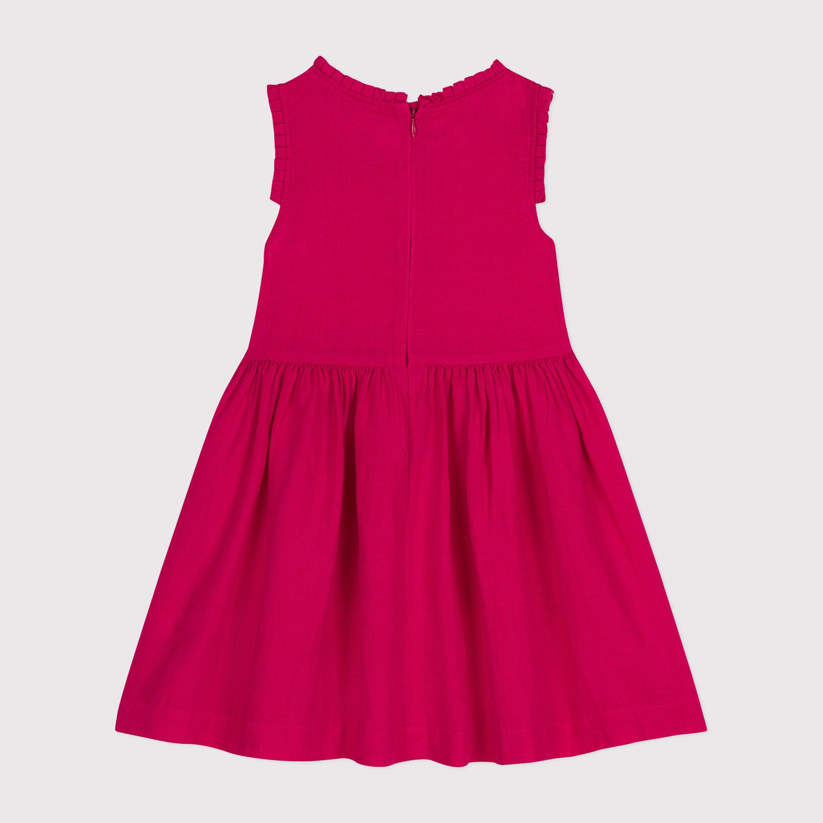 Girls Fuchsia Linen Dress