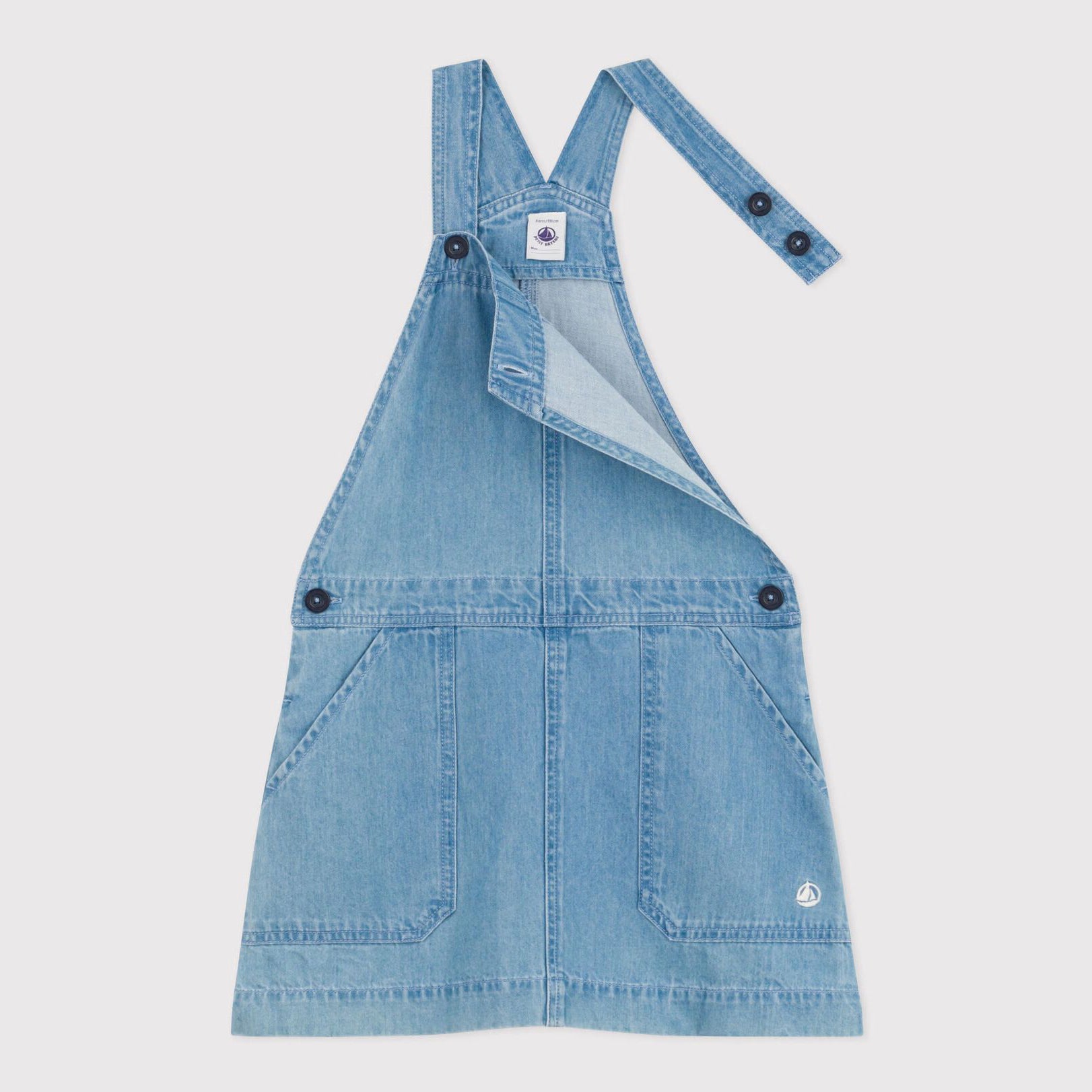 Girls Blue Denim Overalls Dress