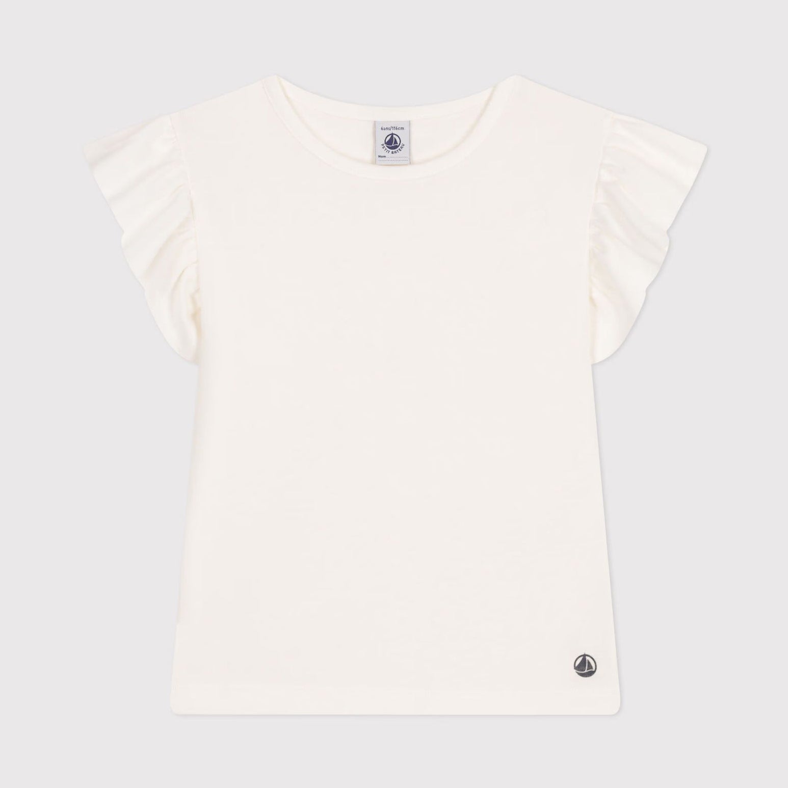 Girls Ivory Printed Logo Cotton T-Shirt