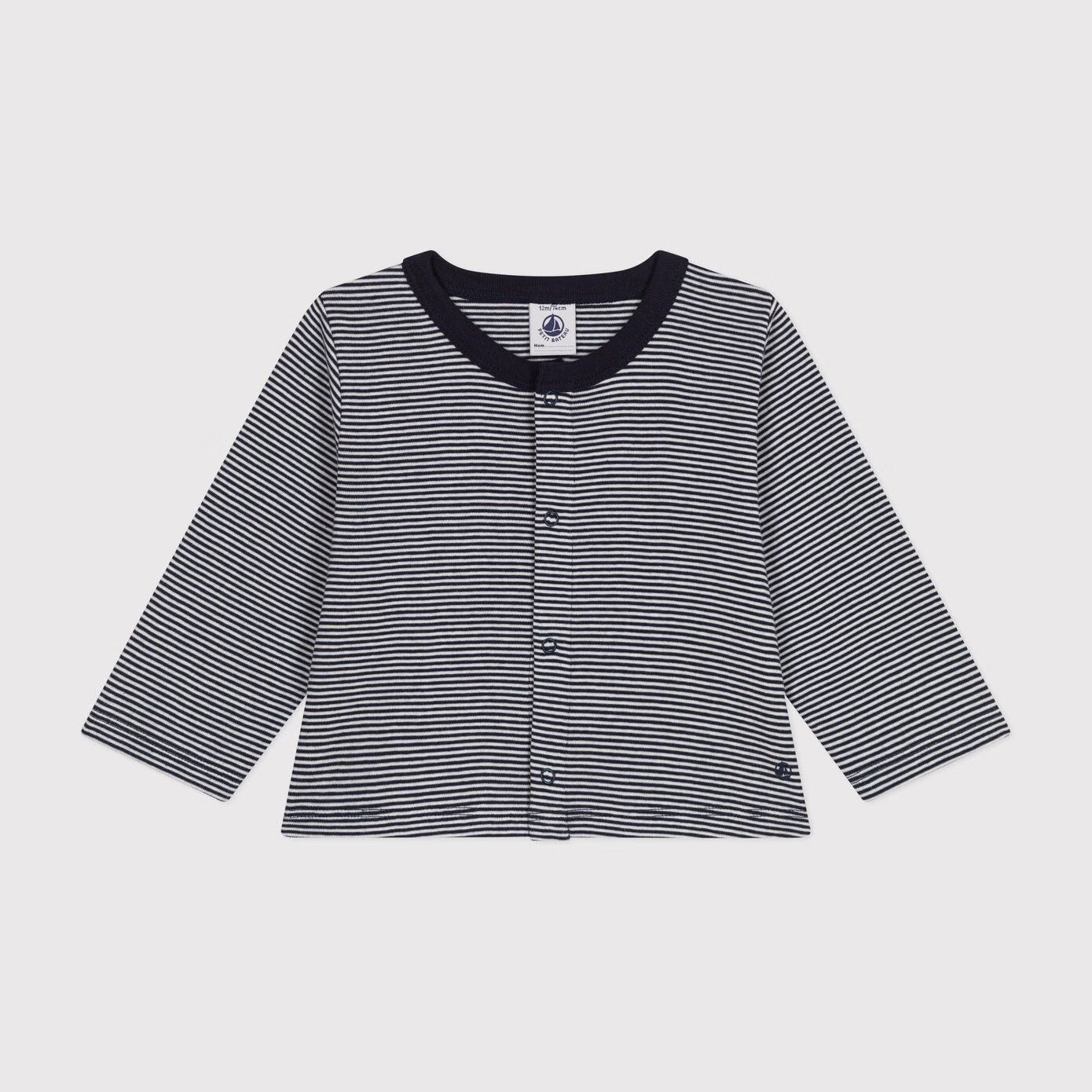 Baby Girls Black And White Striped Cotton Cardigan