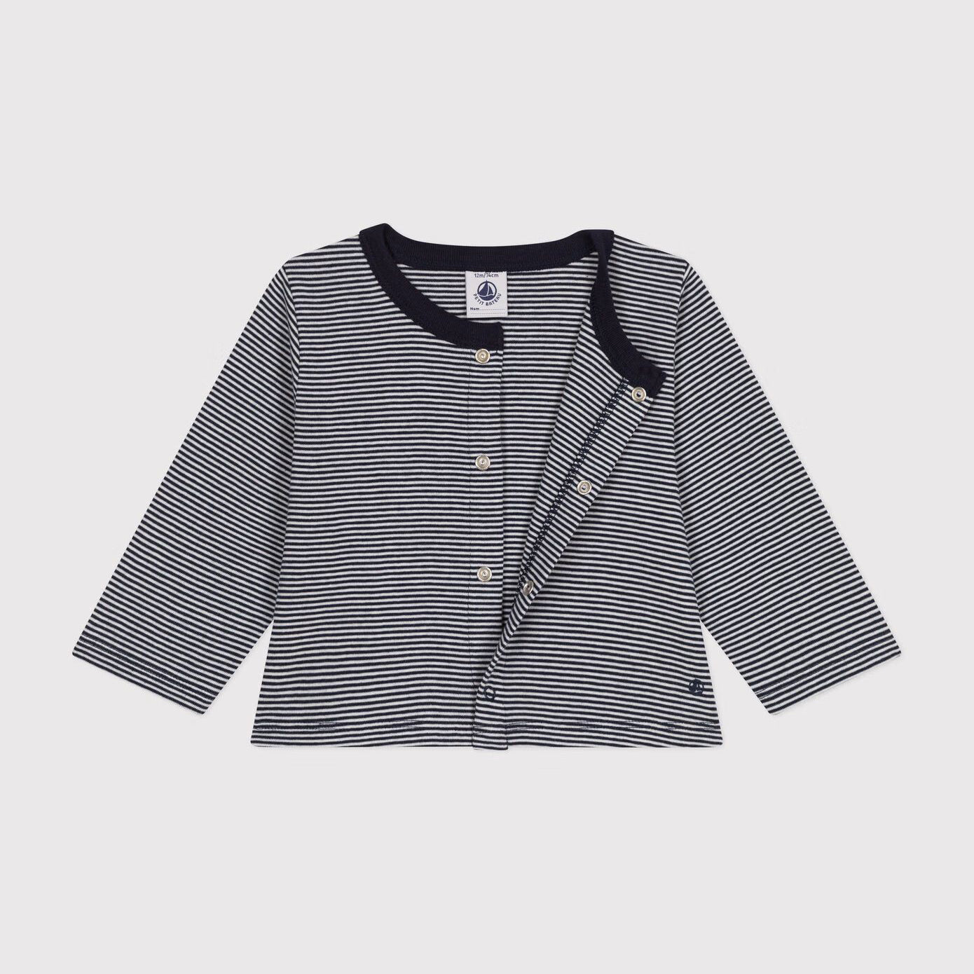 Baby Girls Black And White Striped Cotton Cardigan