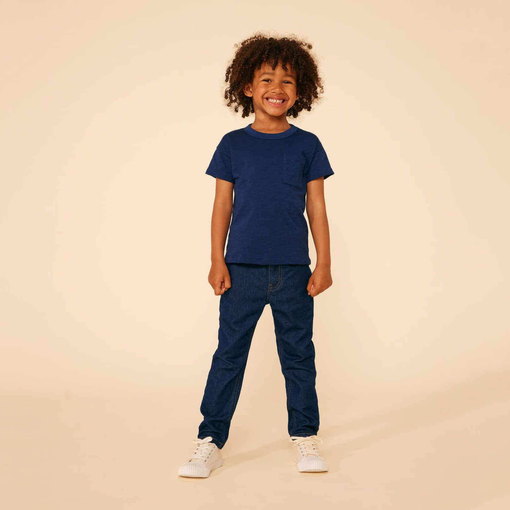 Boys Blue Navy Logo Embroidery Cotton T-Shirt