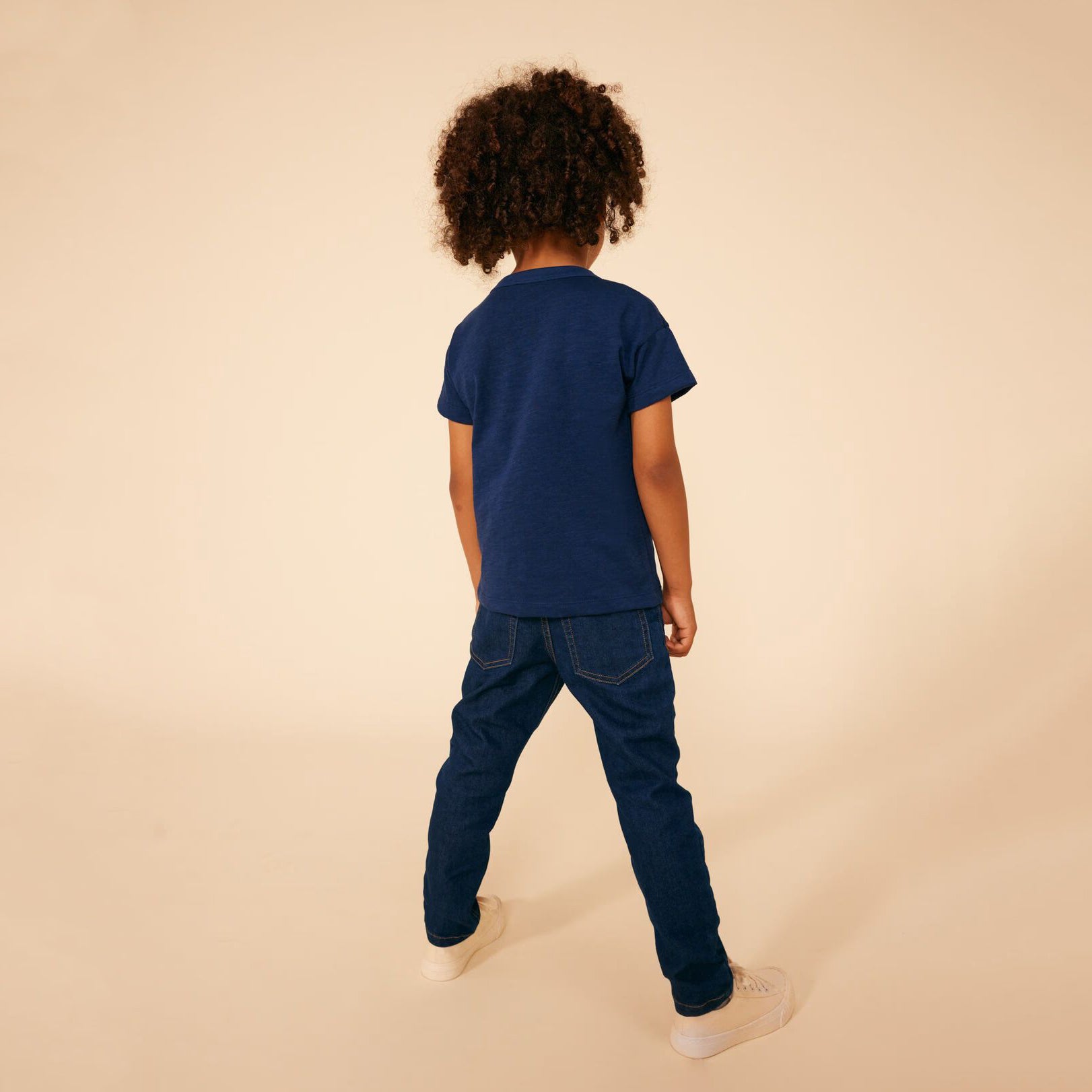 Boys Blue Navy Logo Embroidery Cotton T-Shirt