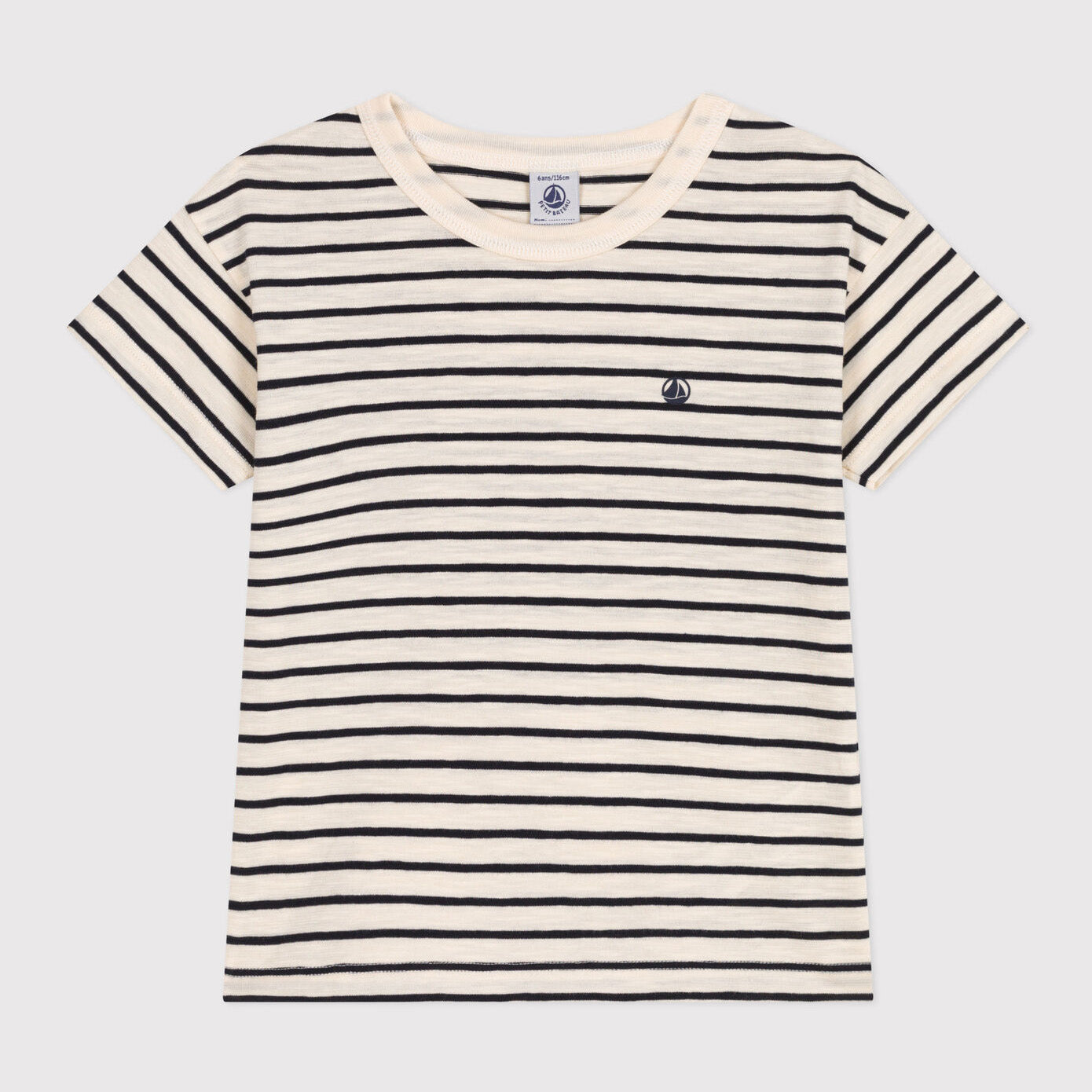 Boys Navy Stripes Cotton T-Shirt