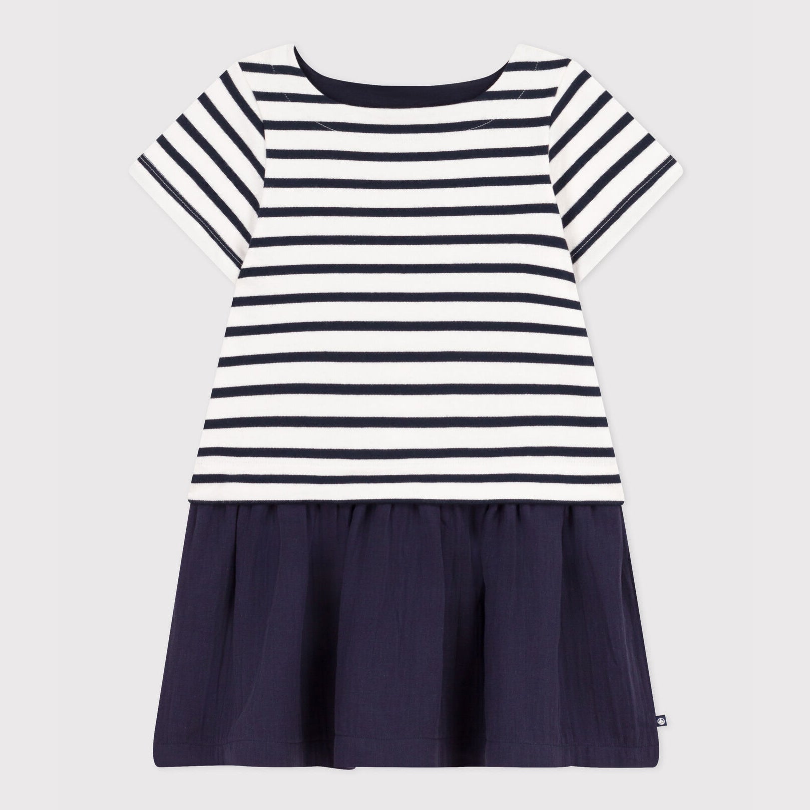 Girls Navy Stripes Cotton Dress