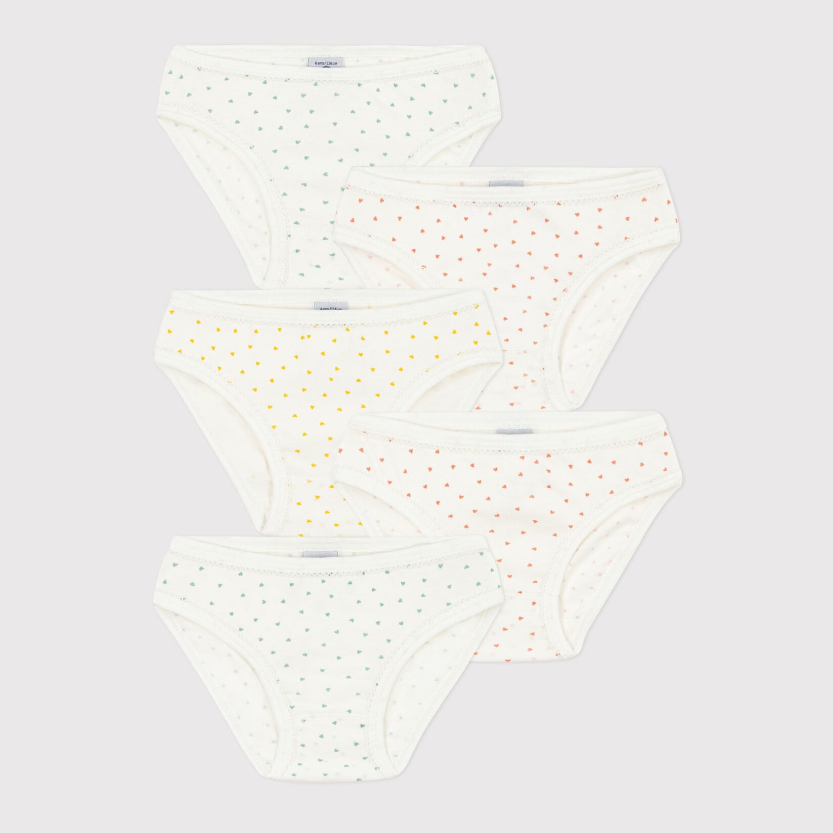 Girls White Cotton Underwear Set(5 Pack)