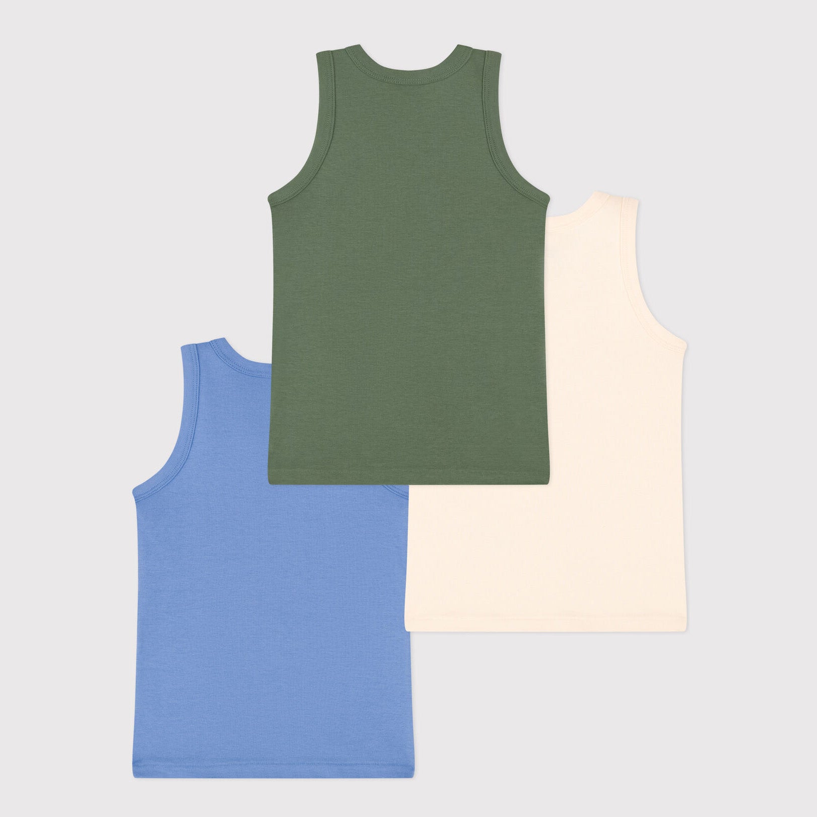 Boys Tricolor Cotton Vest Set(3 Pack)