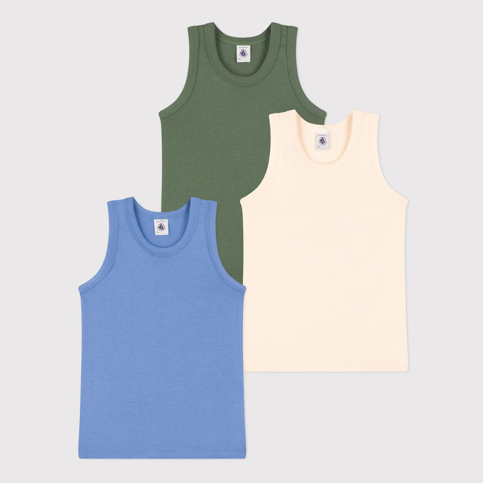 Boys Tricolor Cotton Vest Set(3 Pack)