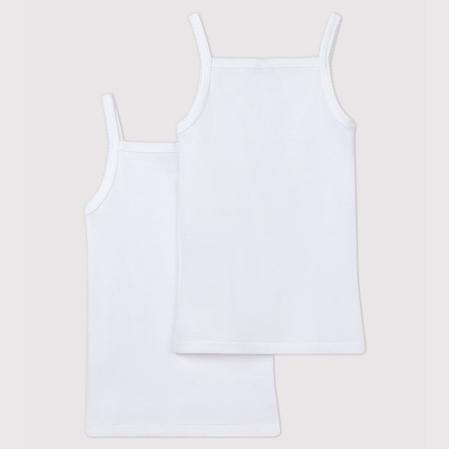 Girls White Cotton Vest Set(2 Pack)