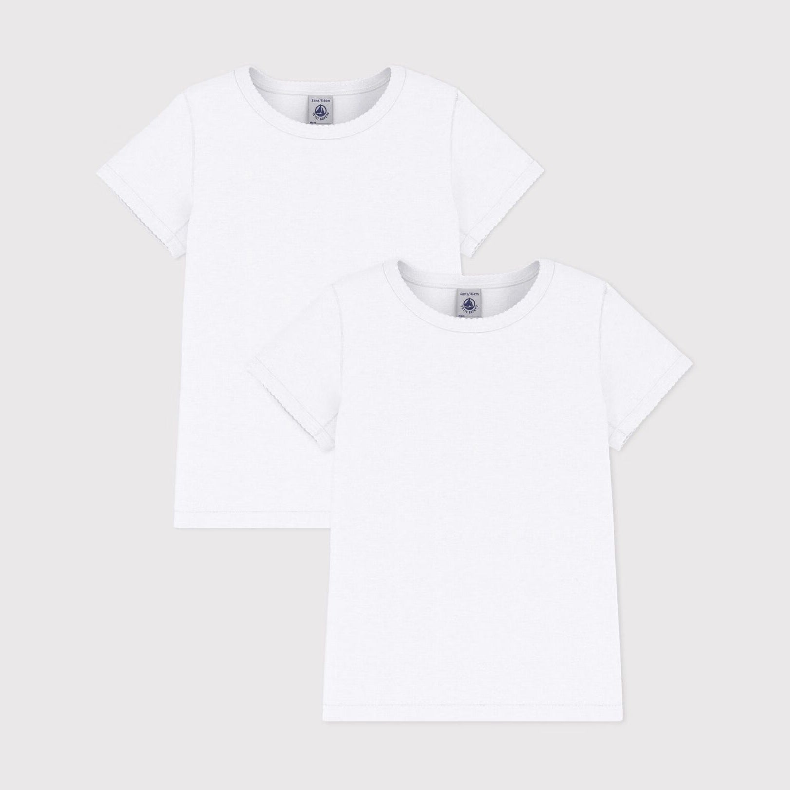 Girls White Cotton T-Shirt Set(2 Pack)