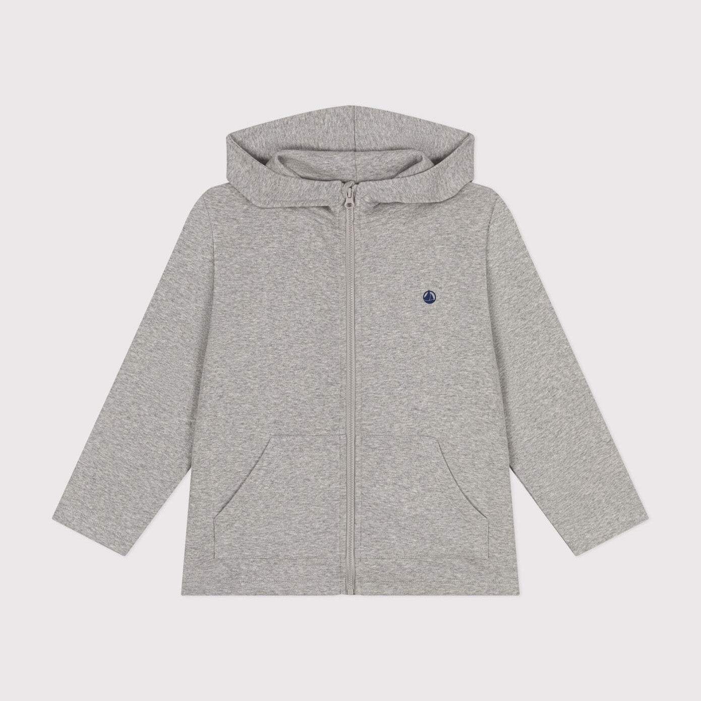 Boys Grey Cotton Zip-Up Top