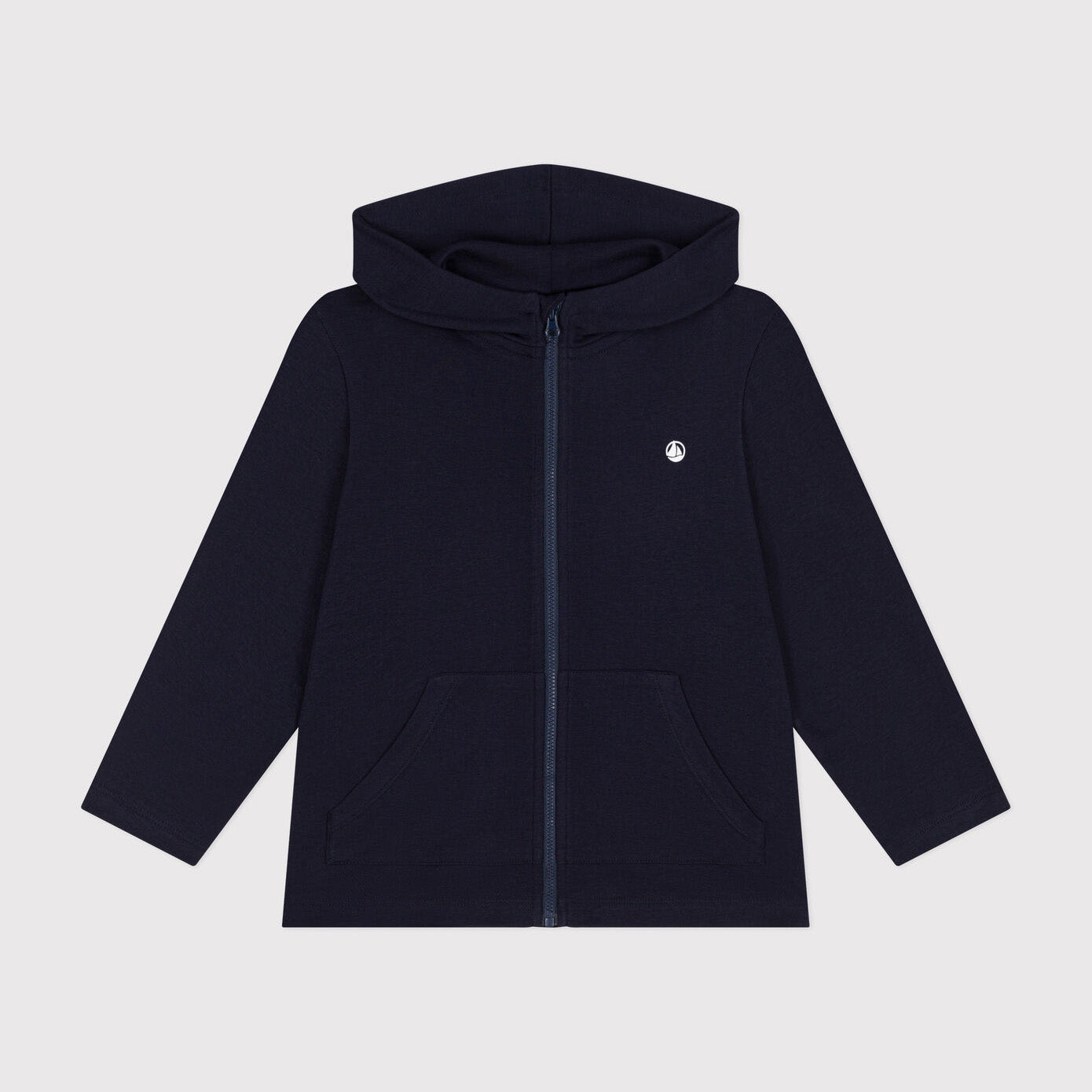 Boys Navy Cotton Zip-Up Top