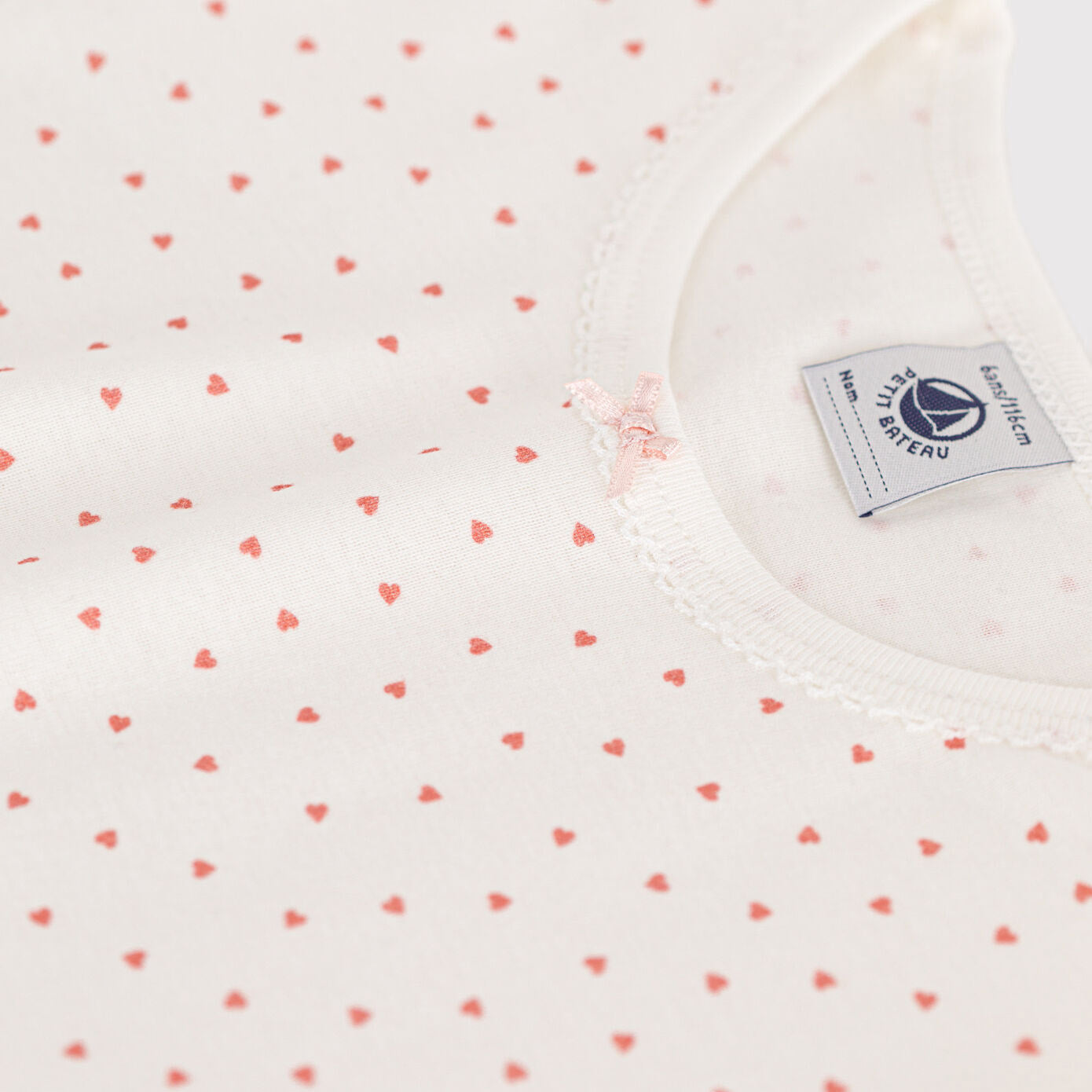 Girls White Heart Cotton Nightwear Dress